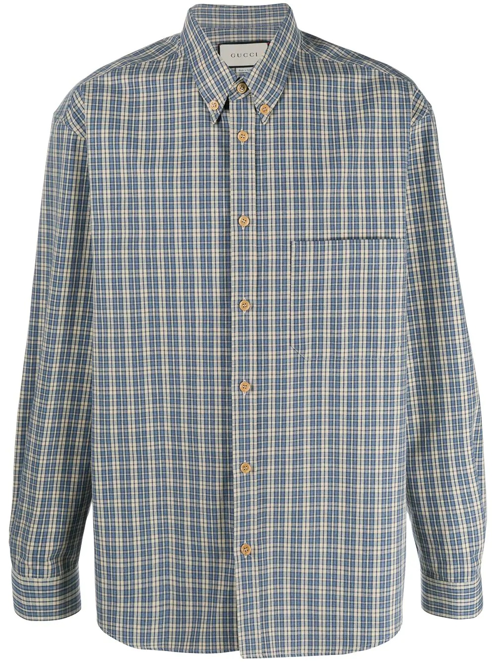 checked button-down shirt - 1