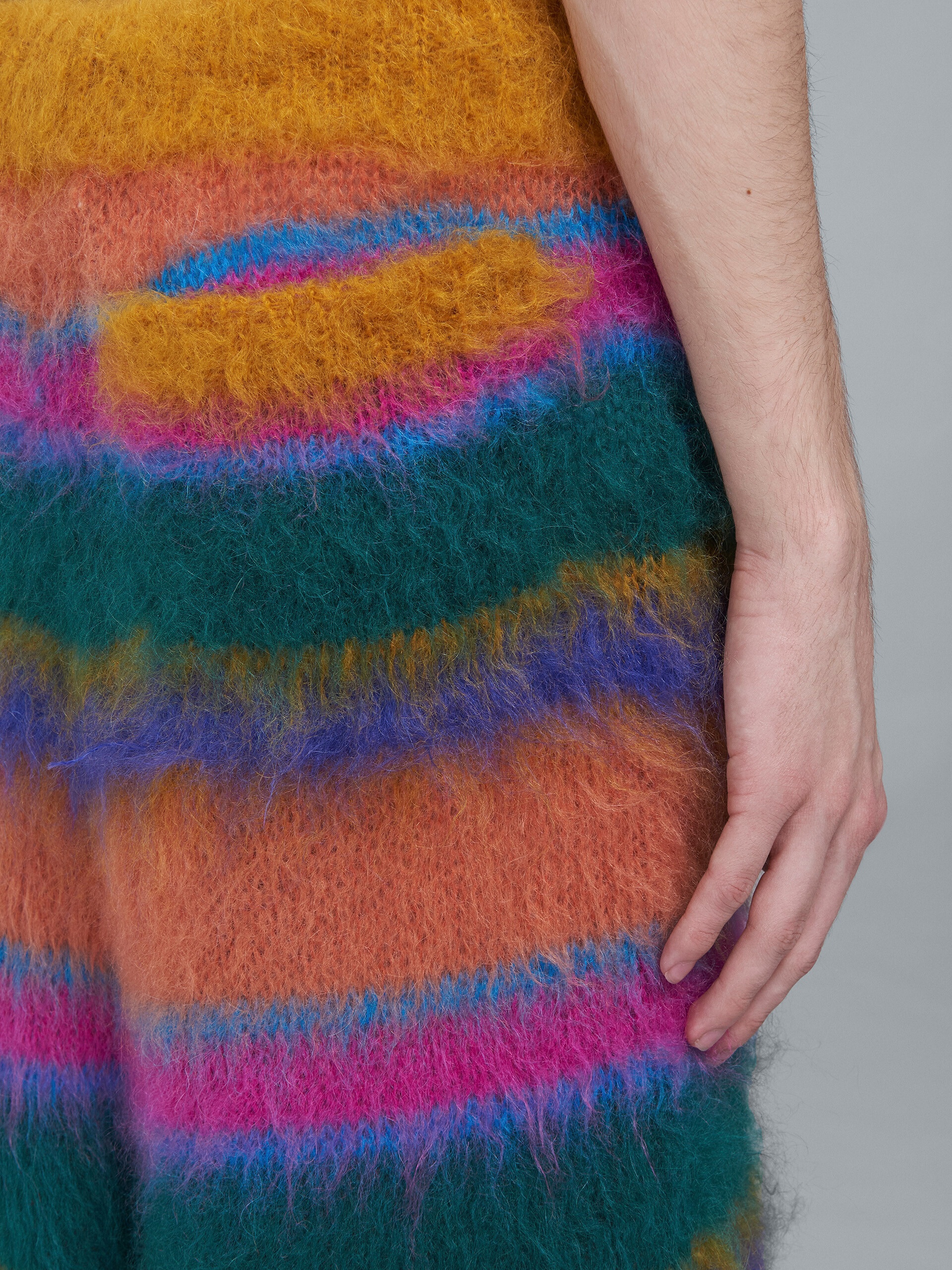 STRIPED MOHAIR AND WOOL KNEE-LENGTH PANTS - 4