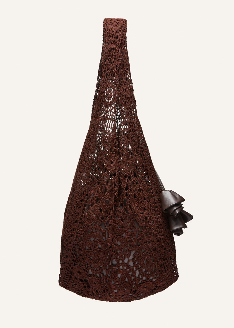 MAGDA BUTRYM Crochet tote bag in brown outlook