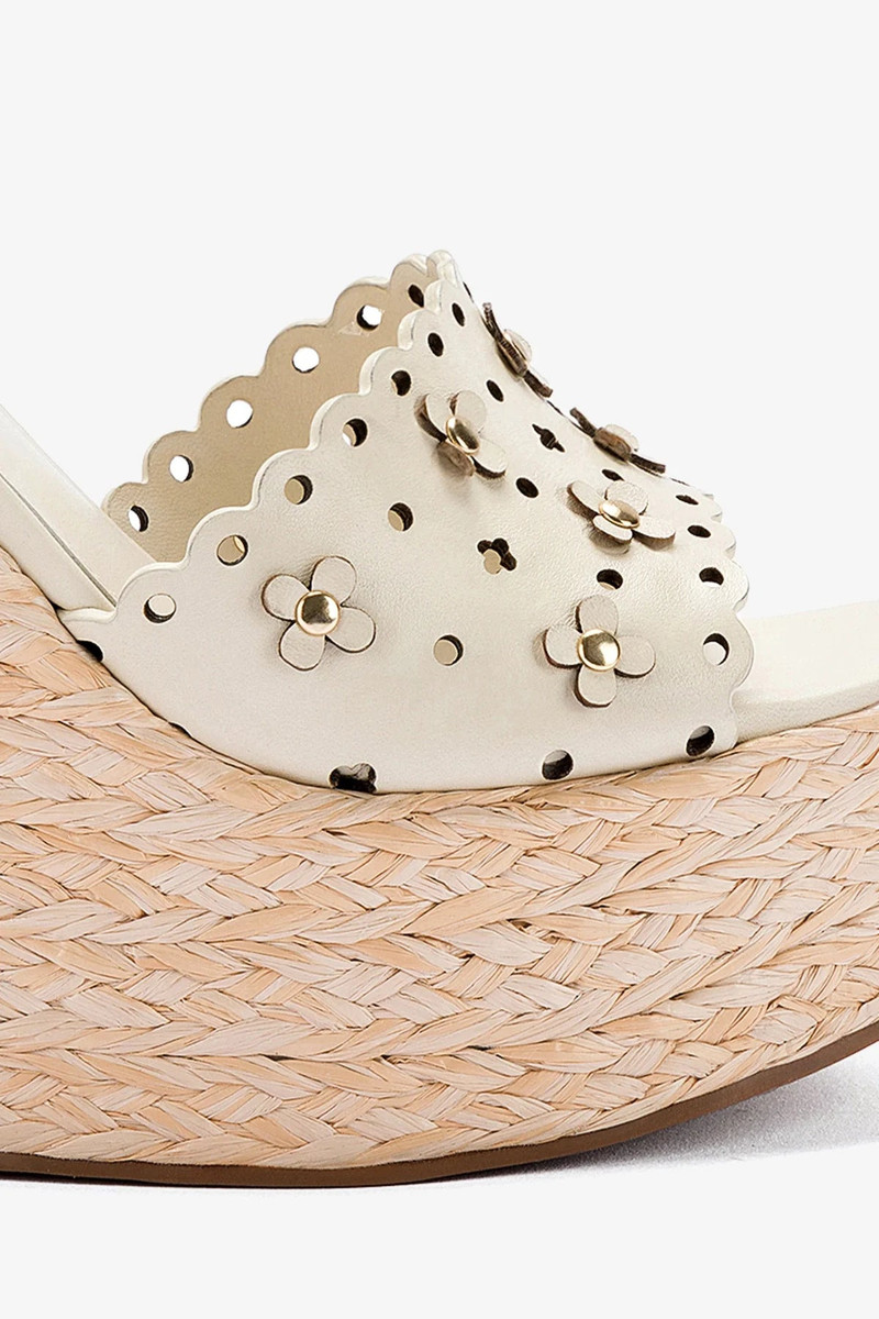 Jasmine Wedge In Ivory Leather 4