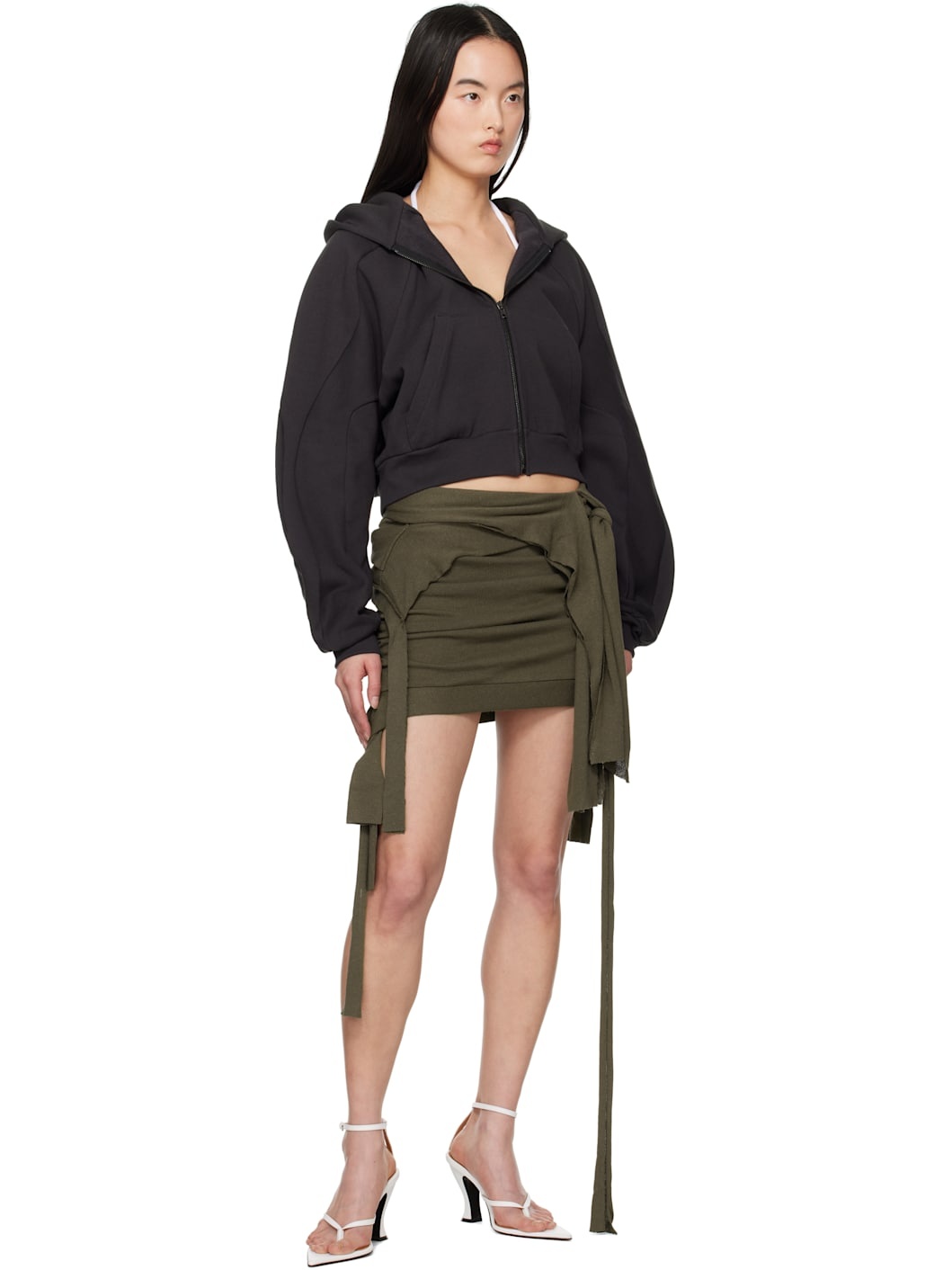 Khaki Drape Lounge Miniskirt - 4