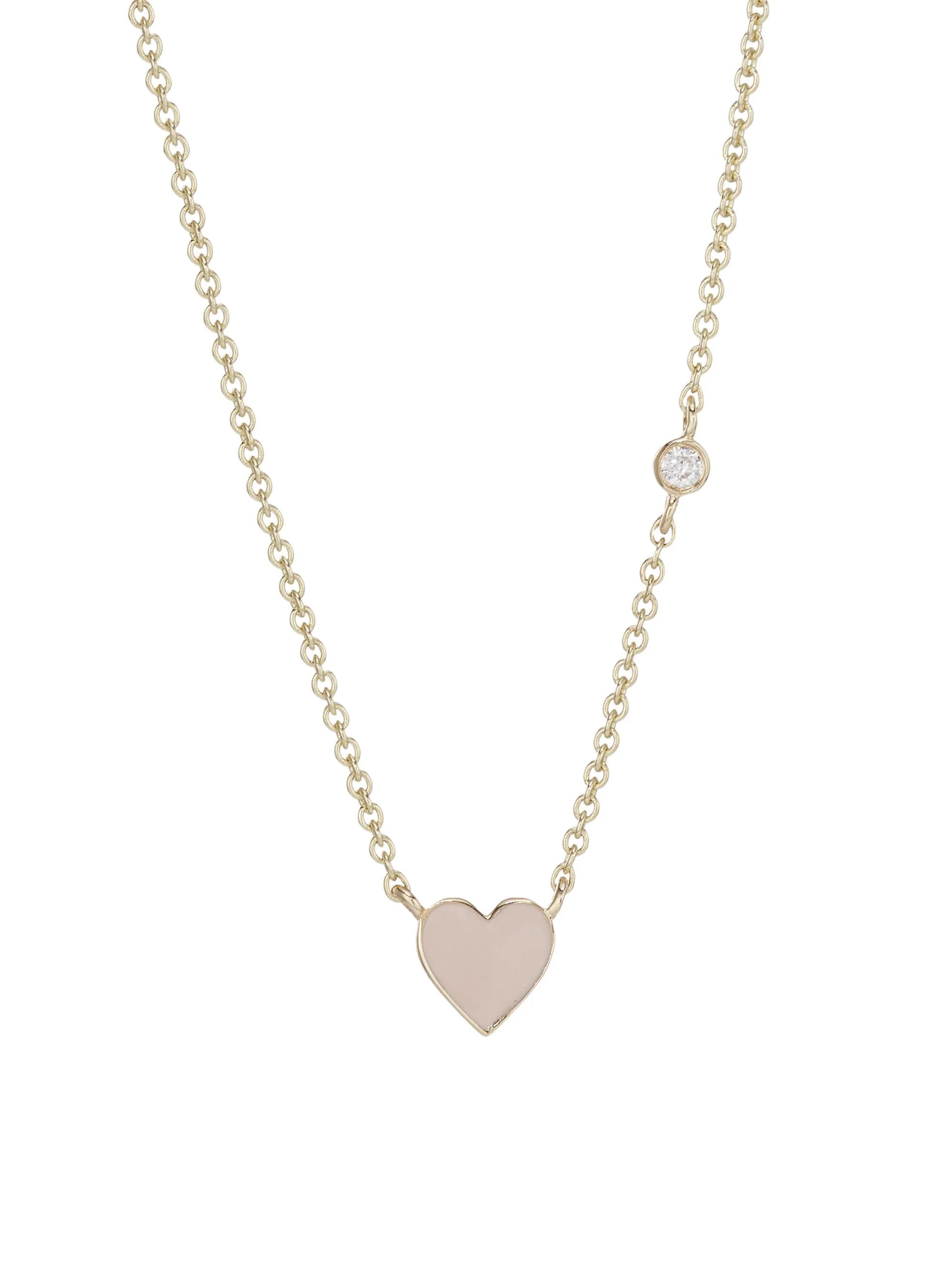 Women's 14K Yellow Gold, Diamond & Enamel Mini Heart Pendant Necklace - Gold - 1