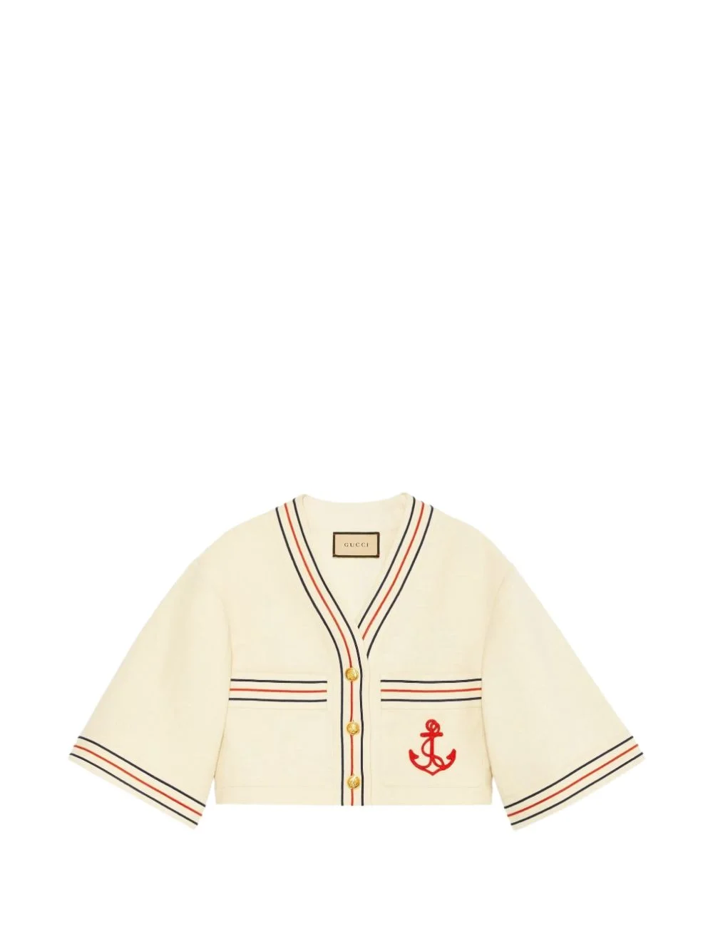 anchor-detail gauze shirt - 1