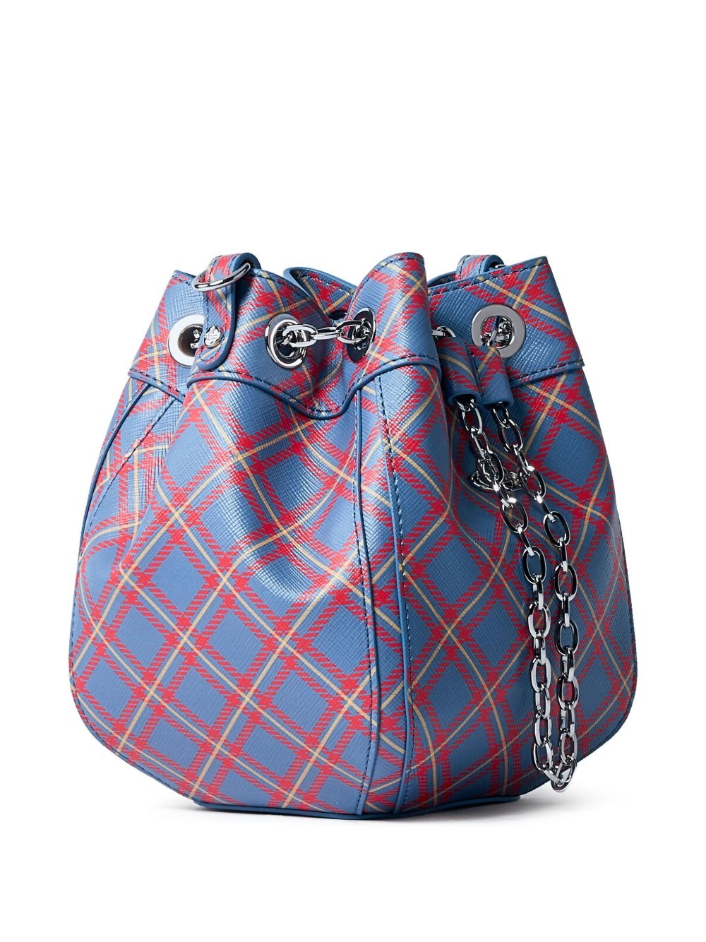 tartan-check bucket bag - 3