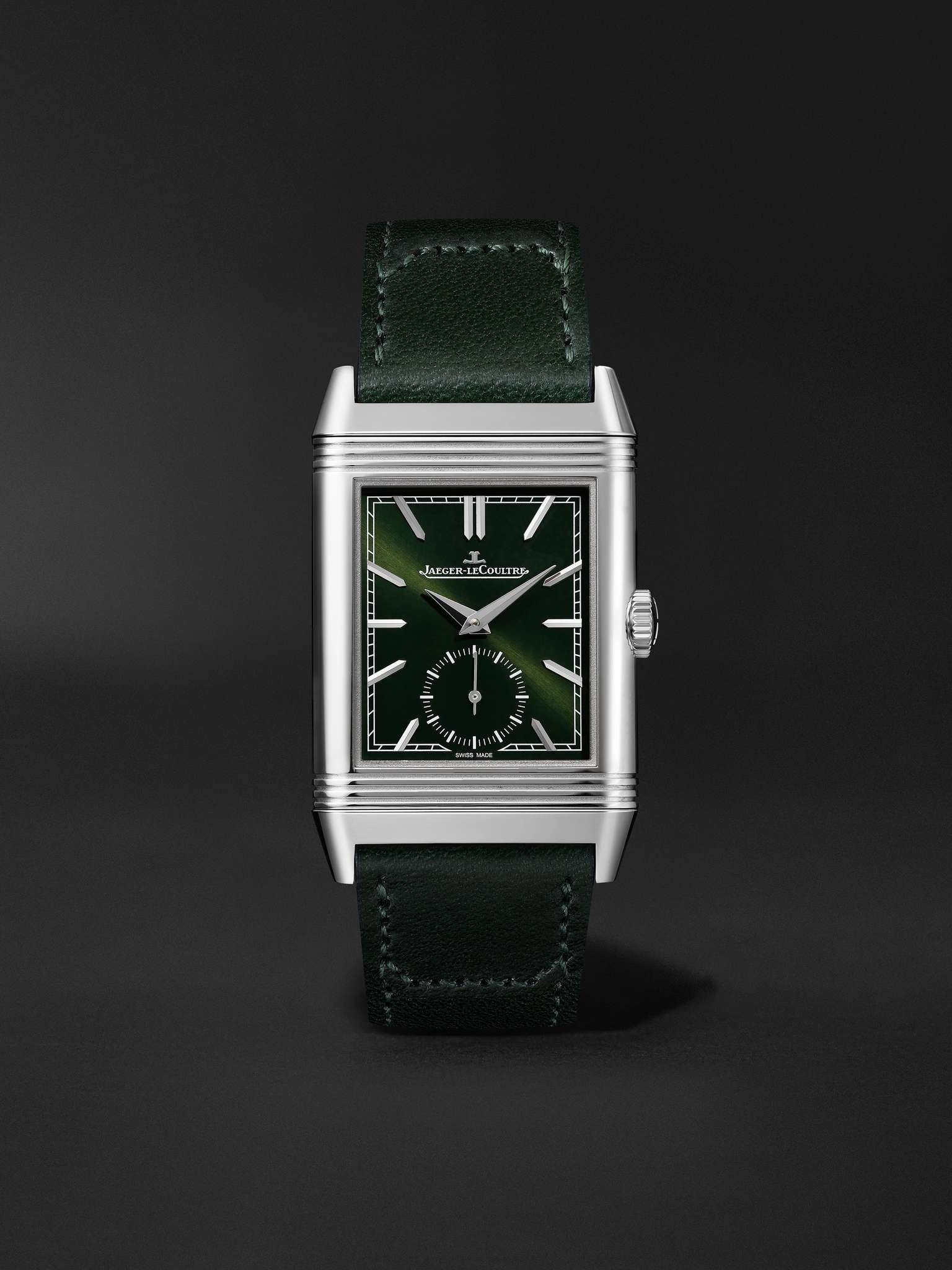 Reverso Tribute Small Seconds 27.4mm Steel and Leather Watch, Ref. No. Q3978430 - 1