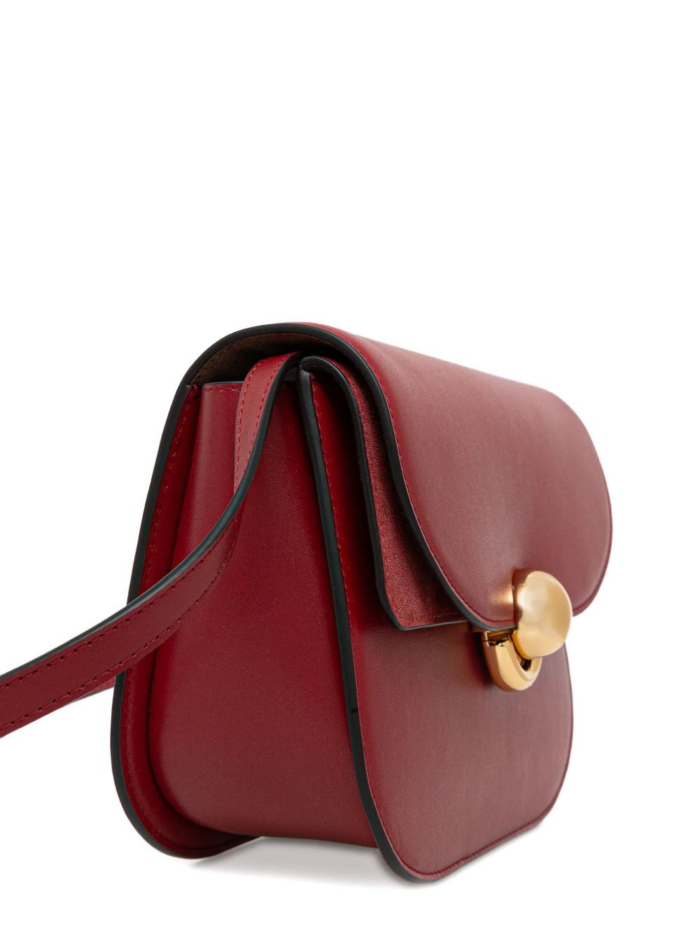 curved-flap leather shoulder bag - 3