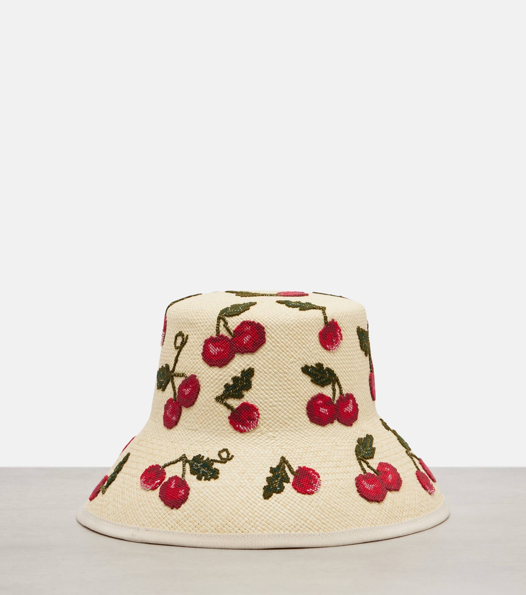 Cherryfic embroidered straw sun hat - 4