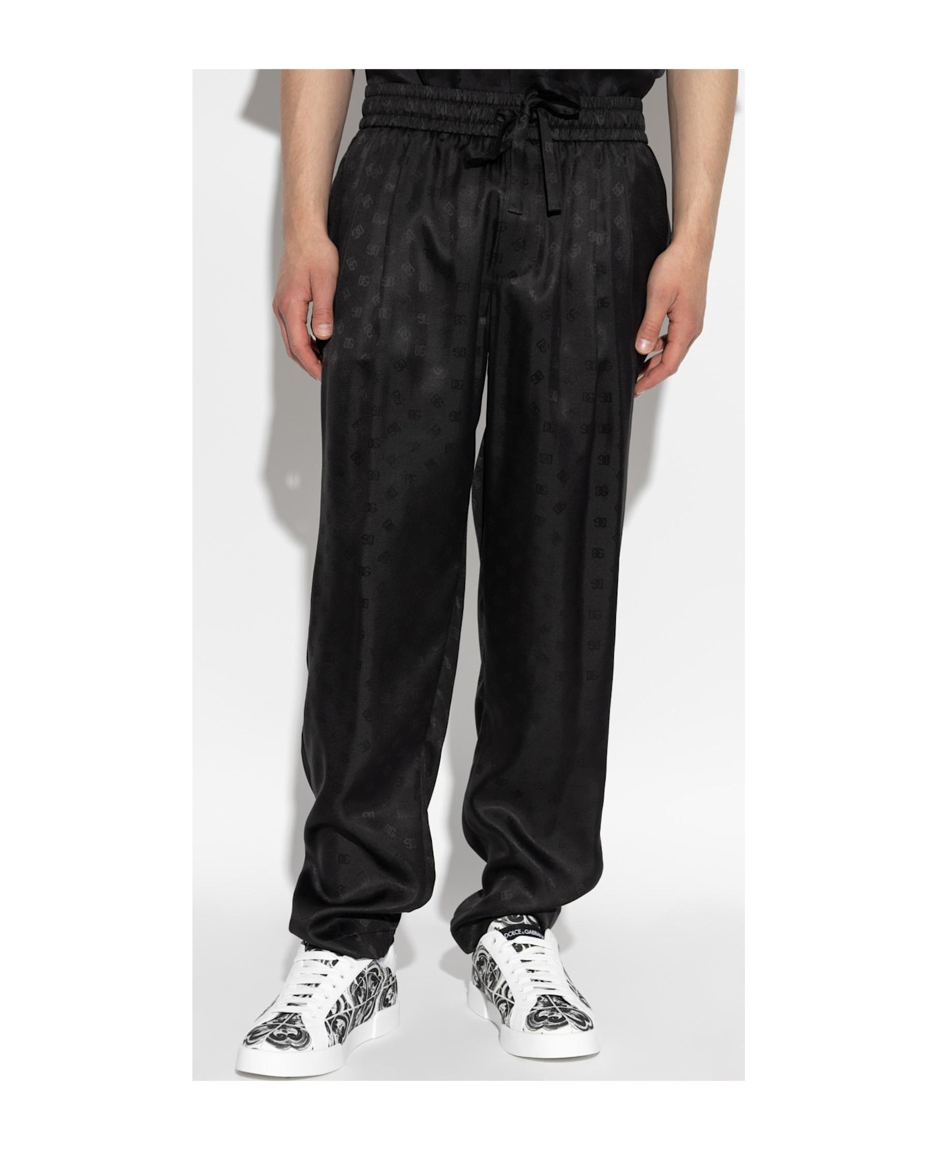 Dolce & Gabbana Silk Trousers With Monogram - 3