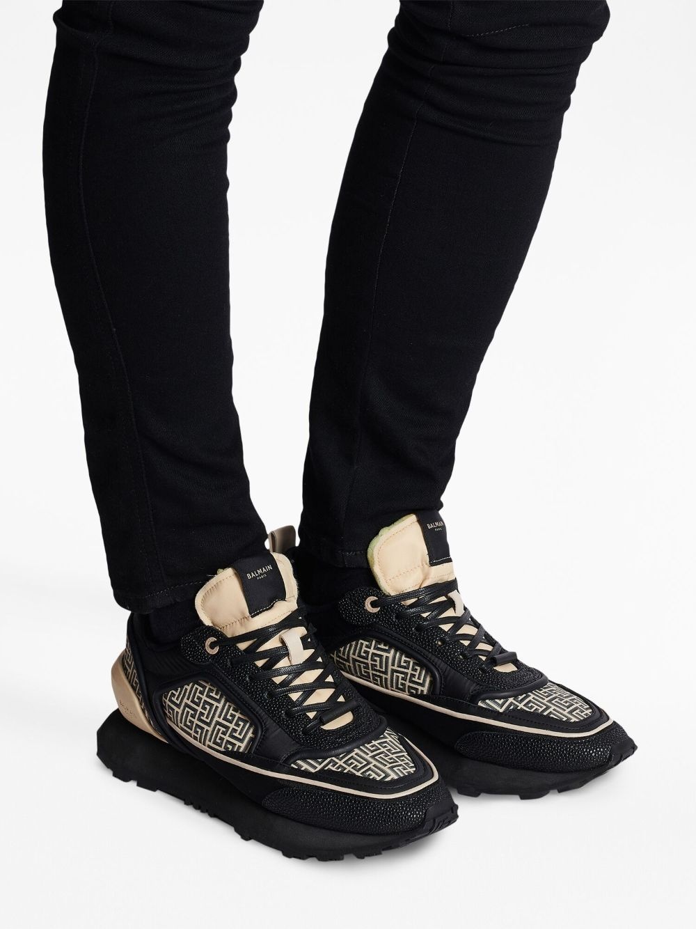スニーカー Balmain RACER MONOGRAMMED NYLON AND LEATHER Sneakers Balmain Racer sneakers in monogrammed nylon and leather