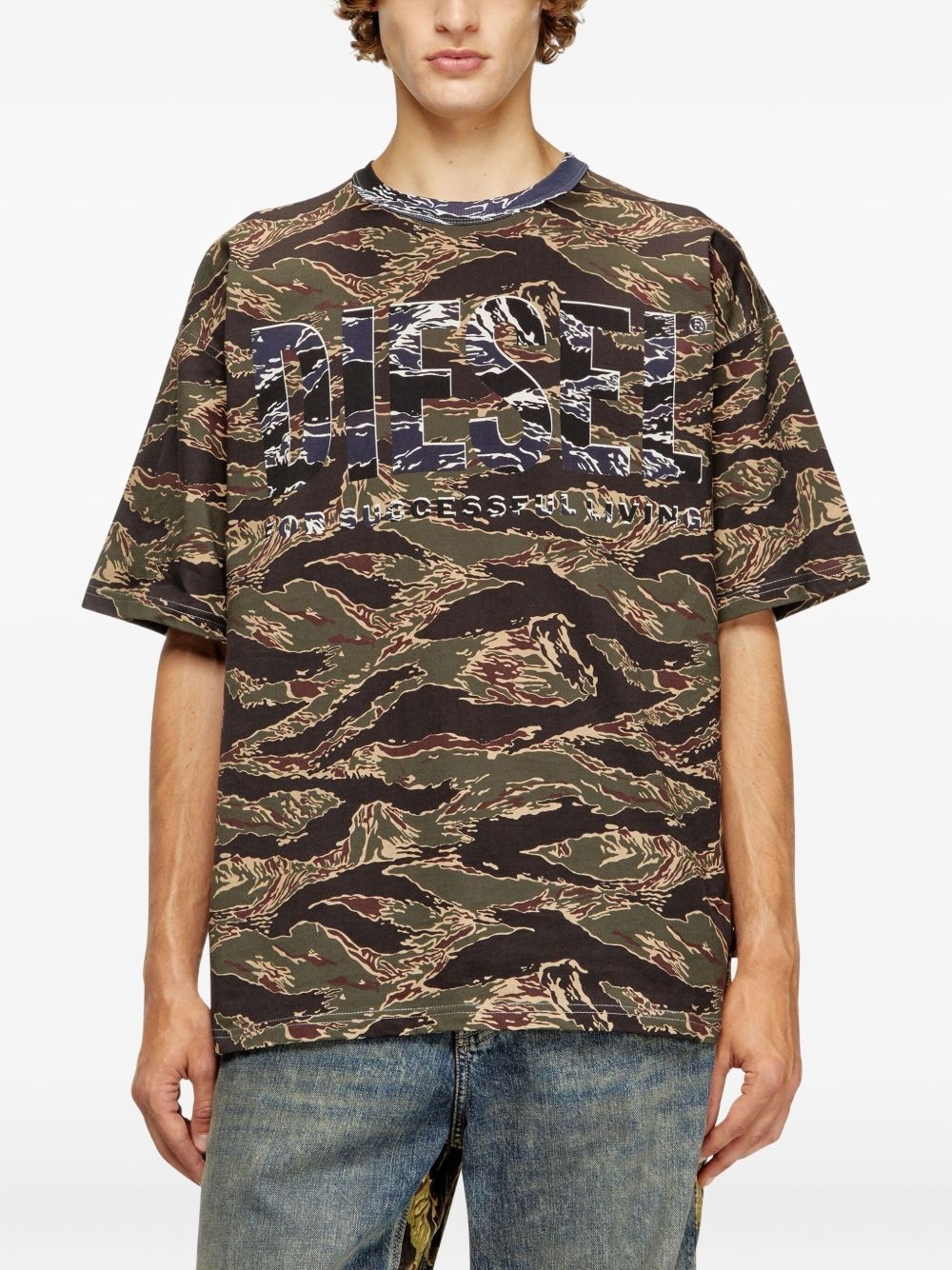 T-BOXT-T22 tiger-stripe logo T-shirt - 3