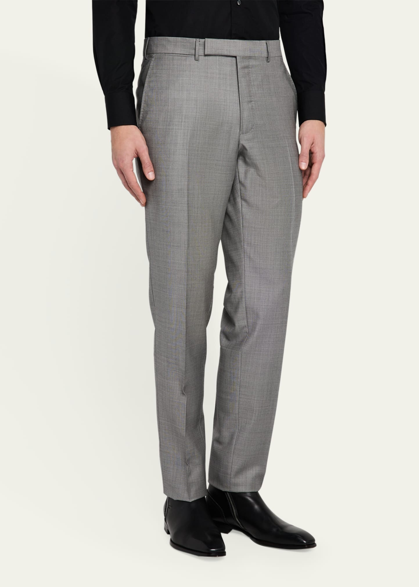 Men's Wool Sharkskin Trousers - 4