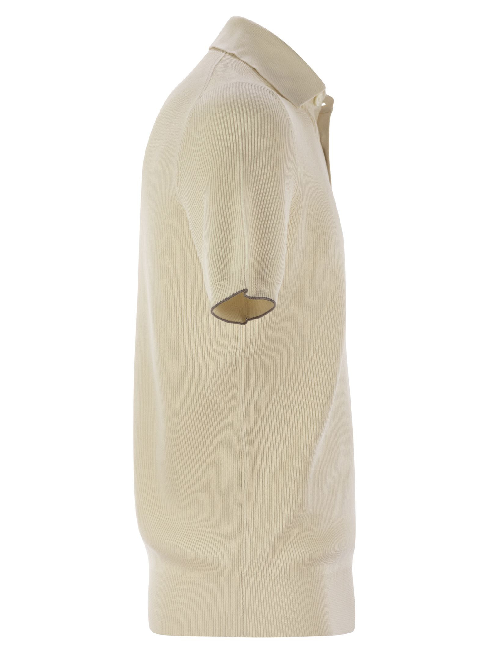 Brunello Cucinelli Men Ribbed Cotton Polo-Style Jersey - 3