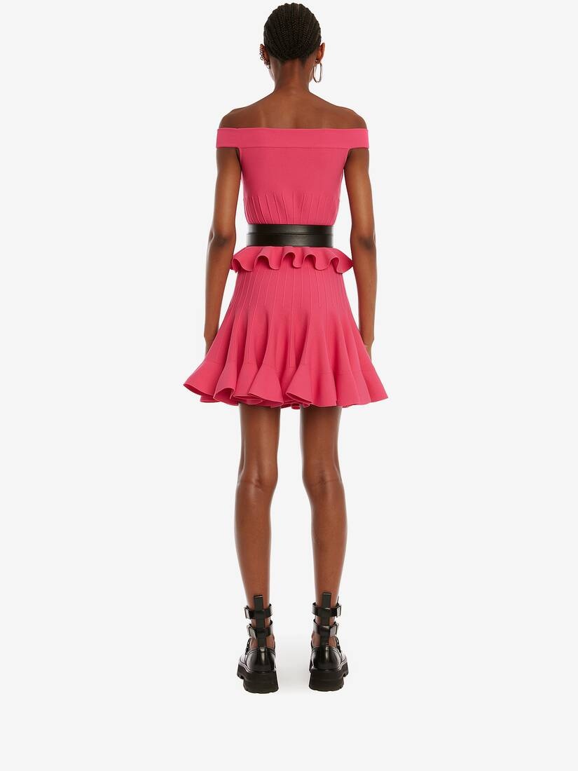 Ruffle Knit Mini Skirt in Bobby Pink - 4