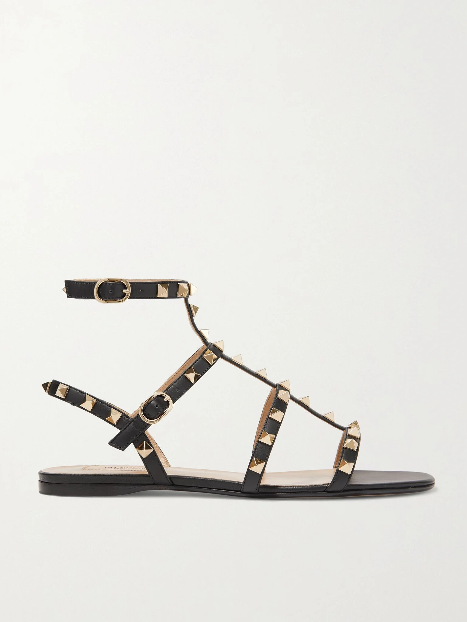 Rockstud leather sandals Black - 1