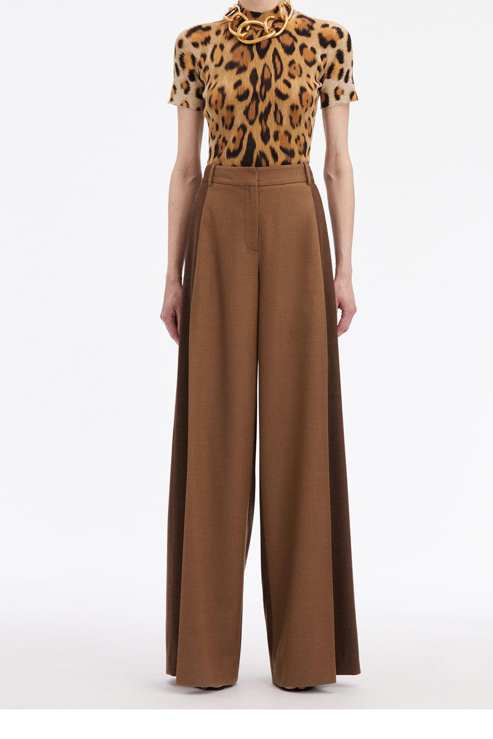 Mixed Pleated Wide-Leg Pants - 3