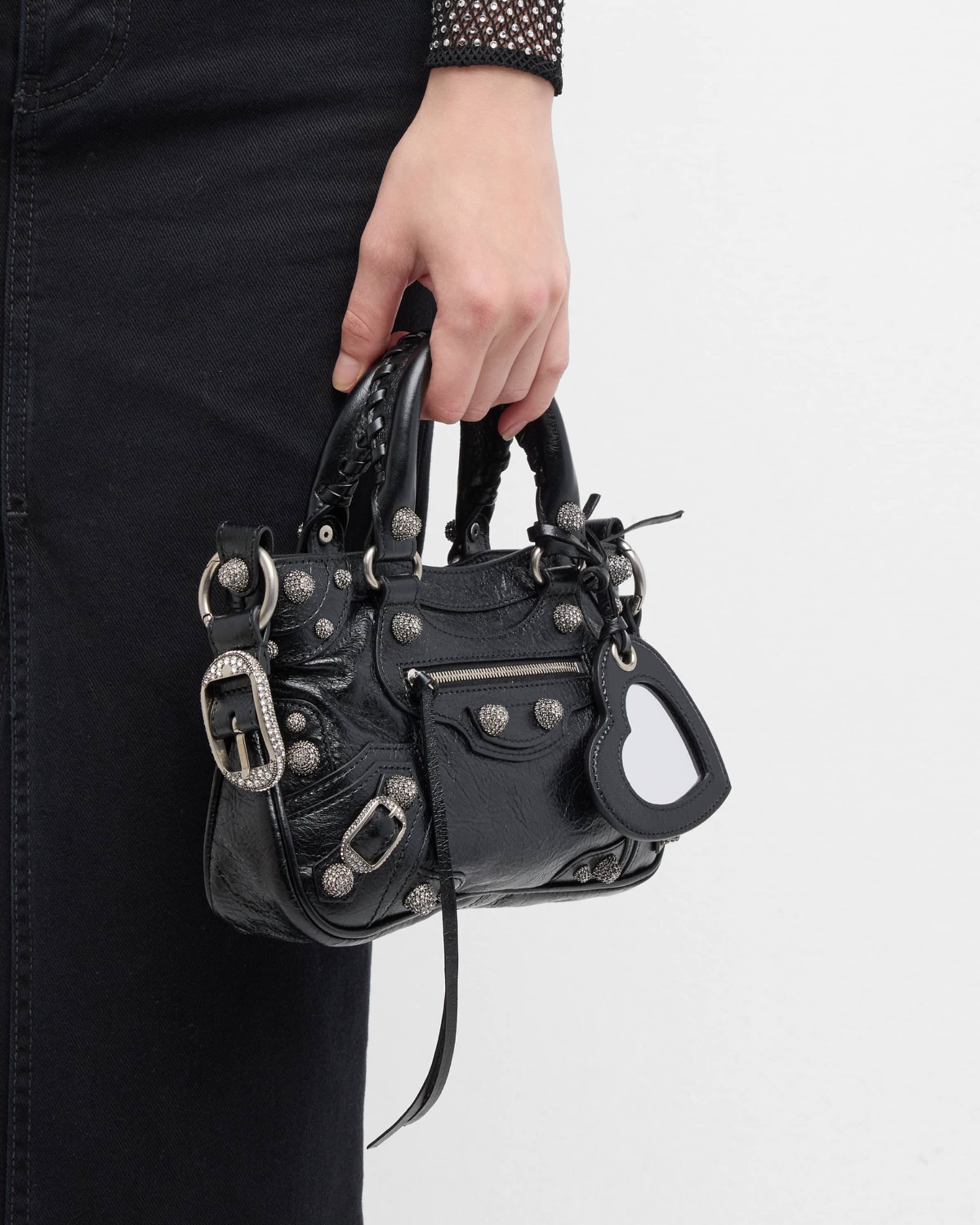 BALENCIAGA Neo Cagole Small Tote Bag With Rhinestones
