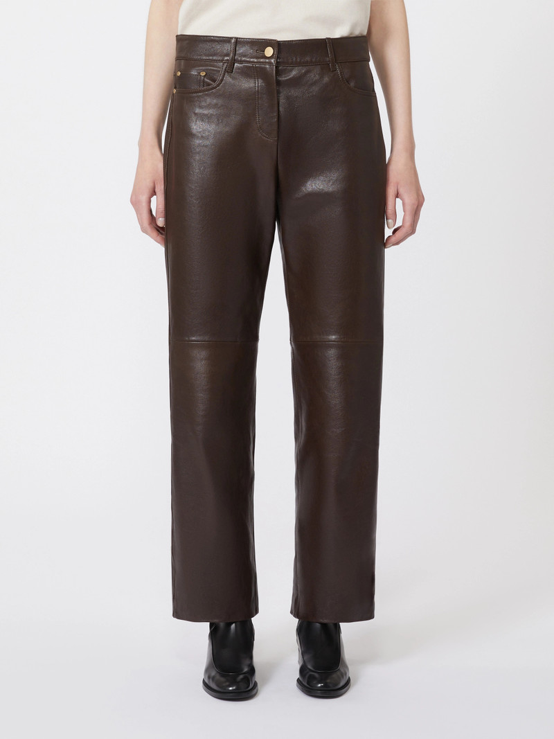 VIOLINO Nappa leather trousers - DARK BROWN 3