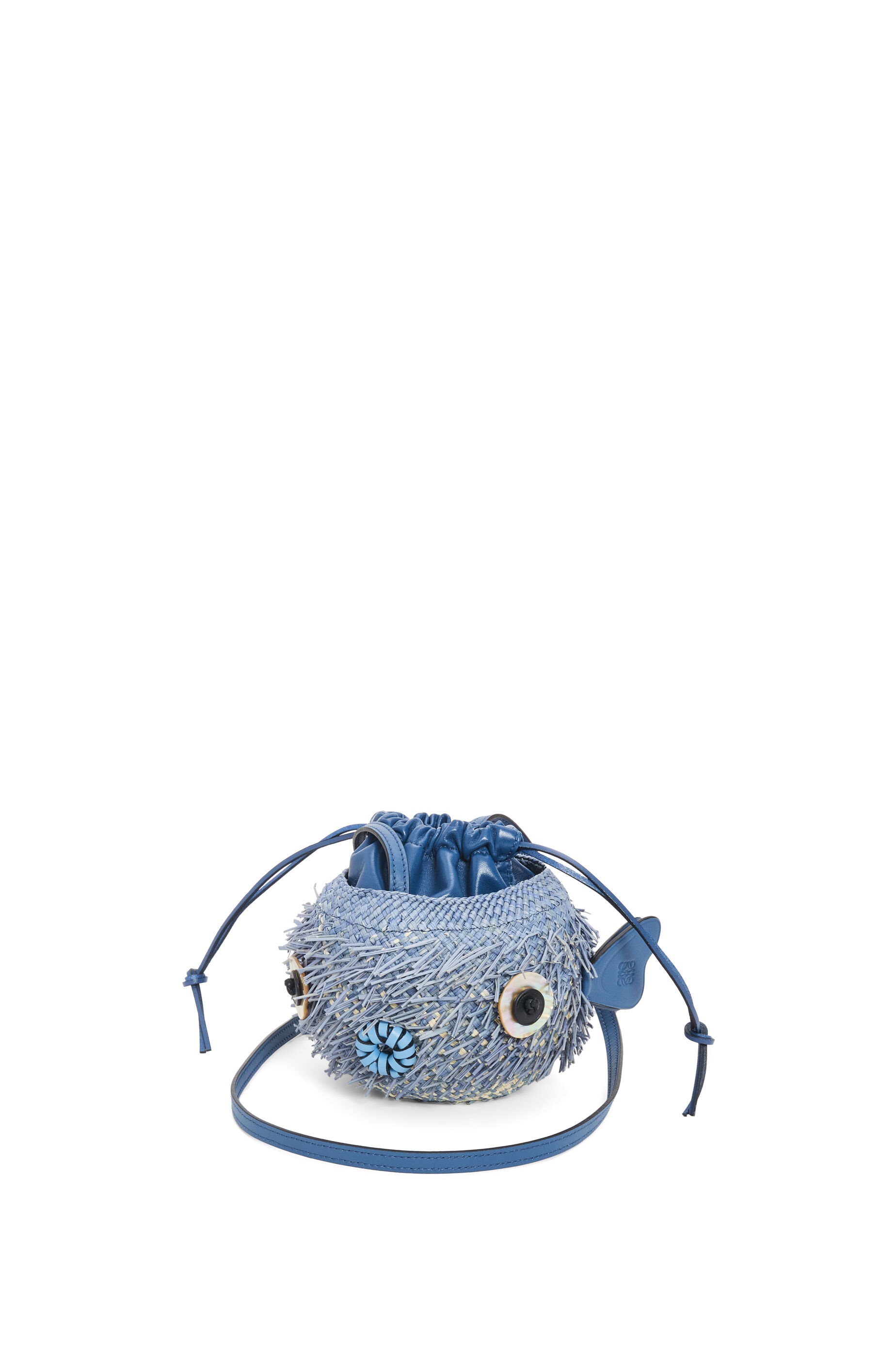 Blowfish pouch in iraca palm and calfskin - 1