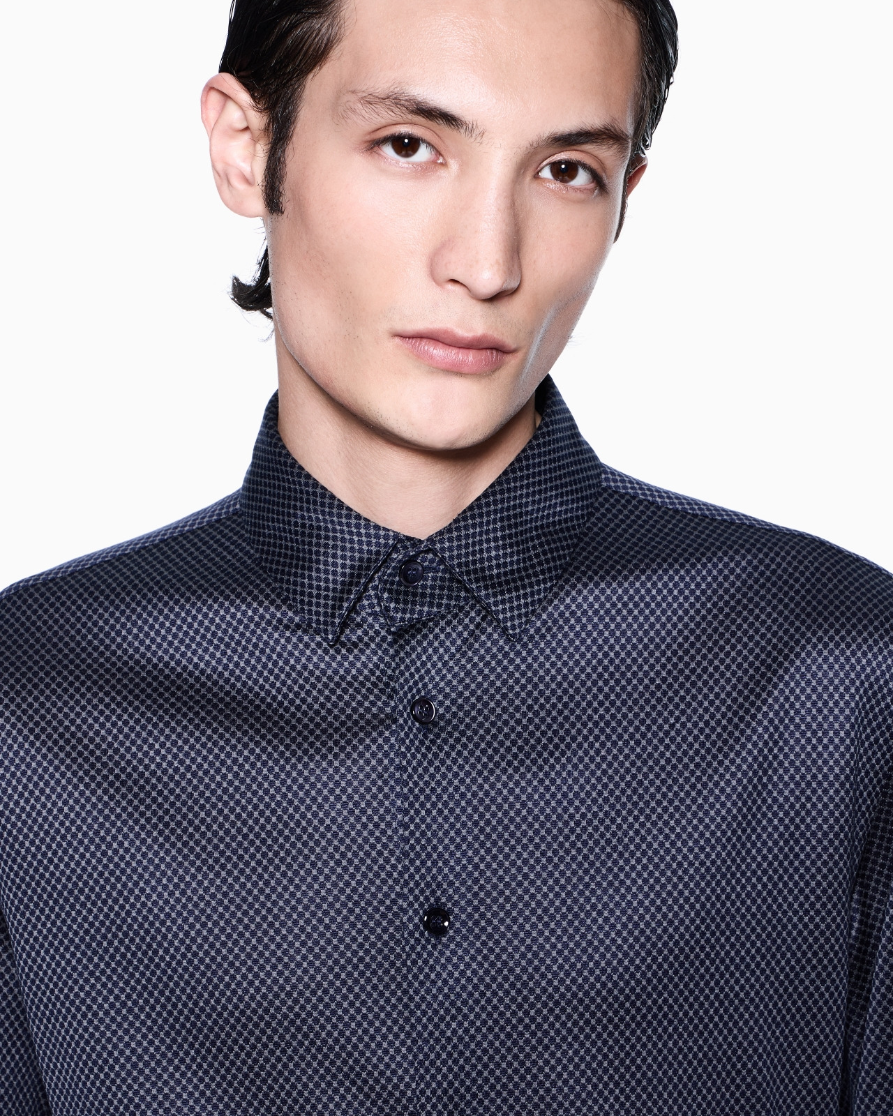 SLIM-FIT MICRO-JACQUARD SILK AND COTTON JERSEY SHIRT - 5