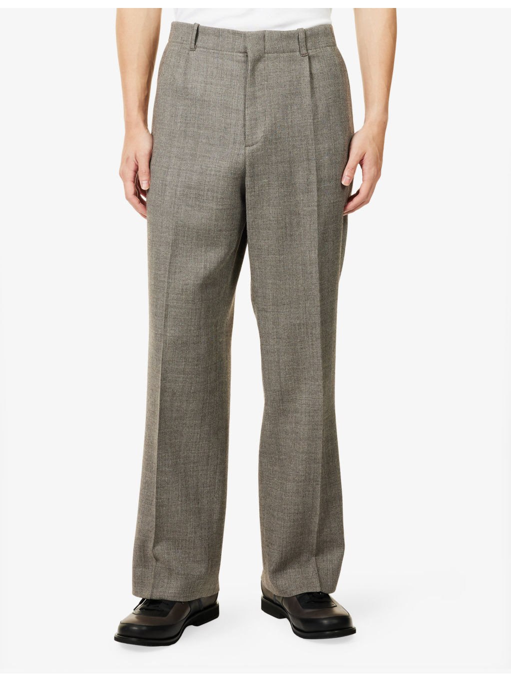 Borrowed Wide Tapered-Leg Wool Chino Trousers - 3