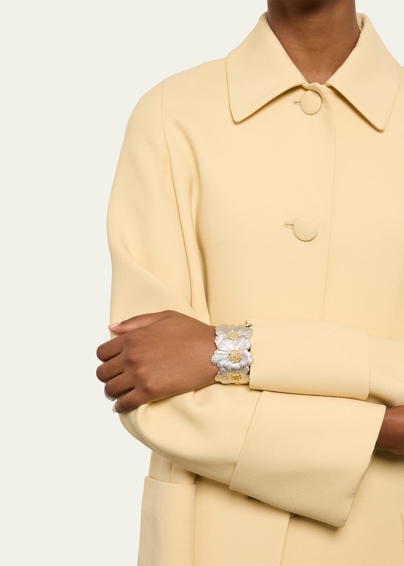 Buccellati Silver and 18k Yellow Gold Gardenia Blossoms Bracelet With Diamonds outlook