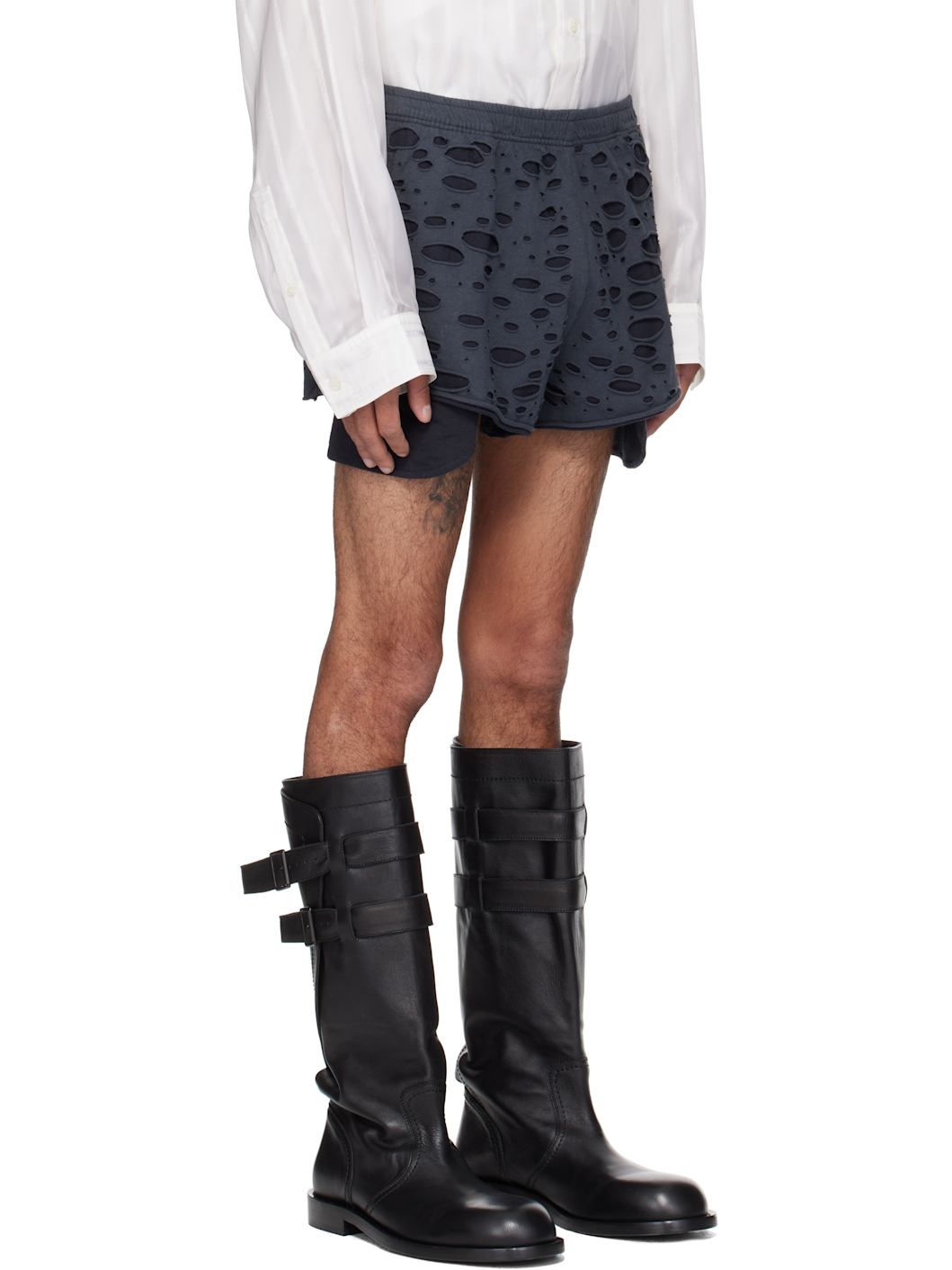Black Distressed Shorts - 2
