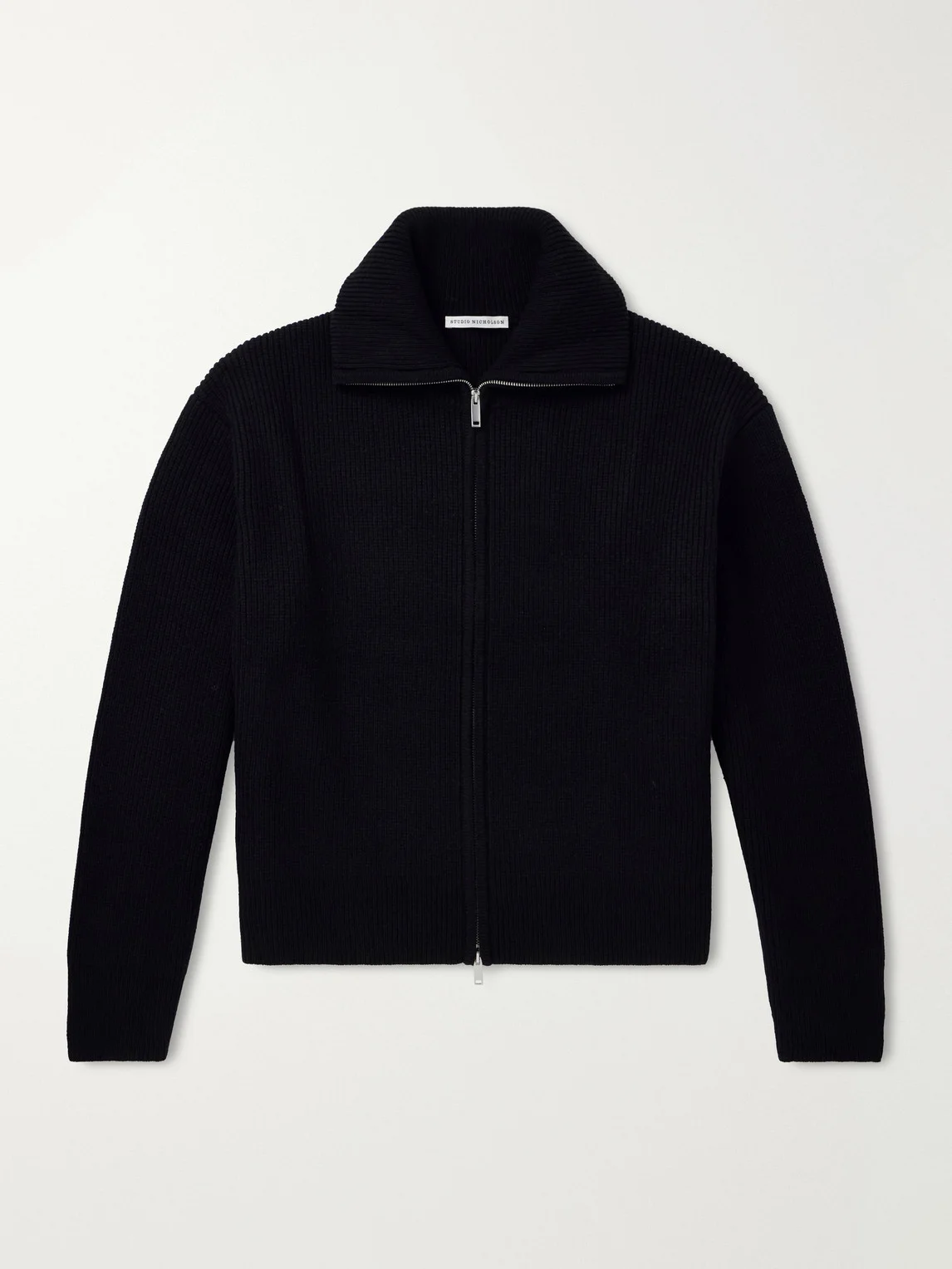Ribbed-Knit Merino Wool Zip-Up Cardigan - 1