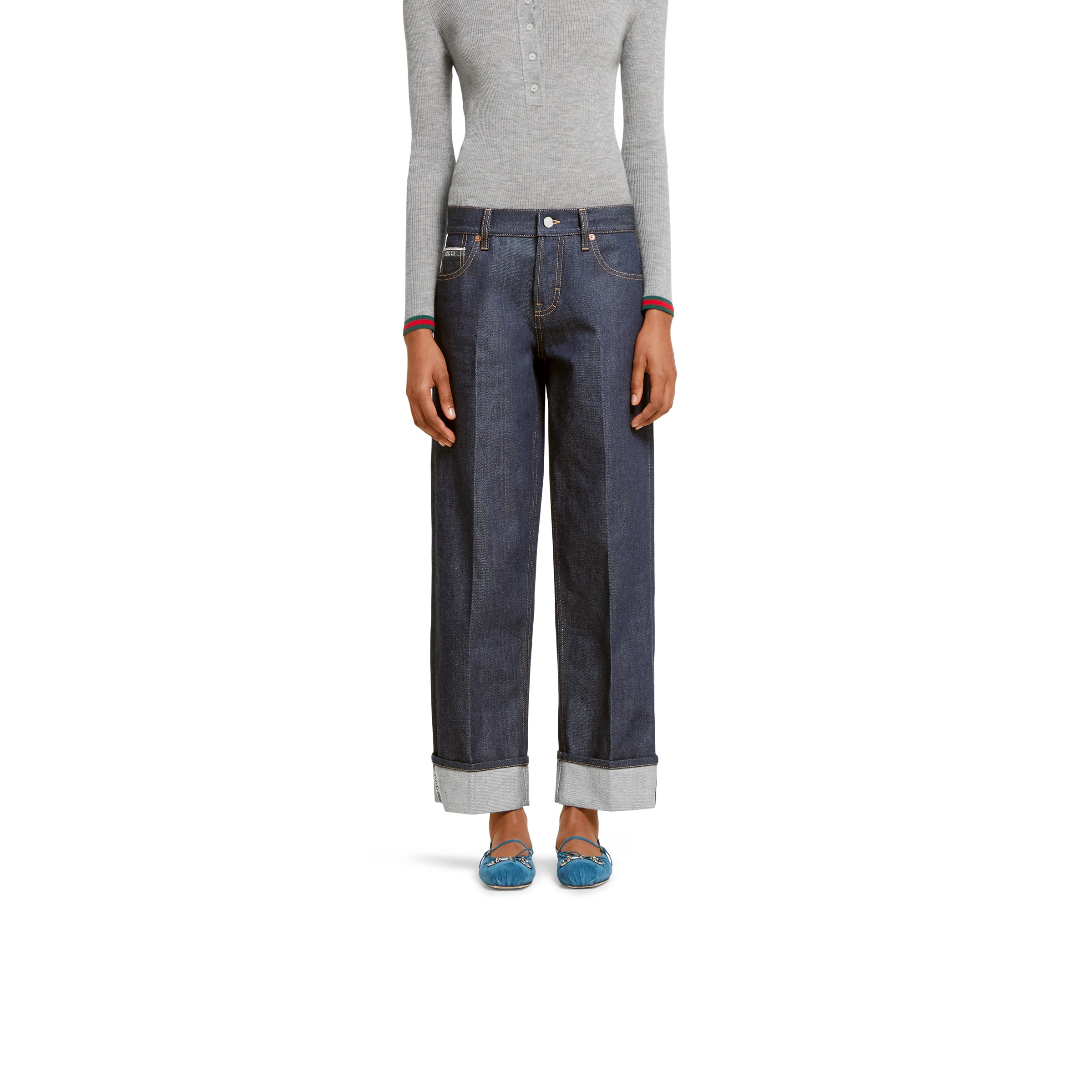 Denim pants with Gucci selvedge - 3