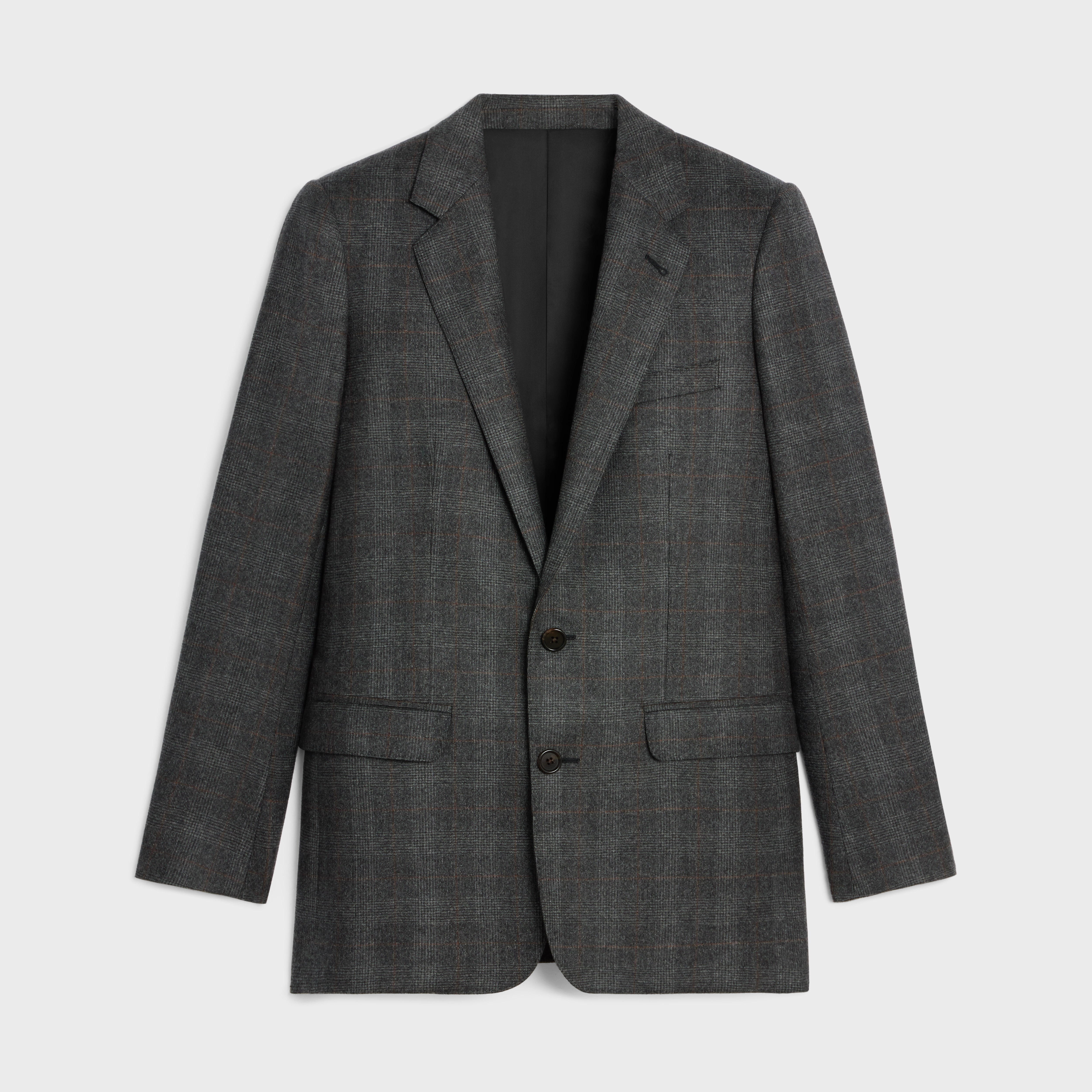 long jacket in prince of wales check flannel - 1