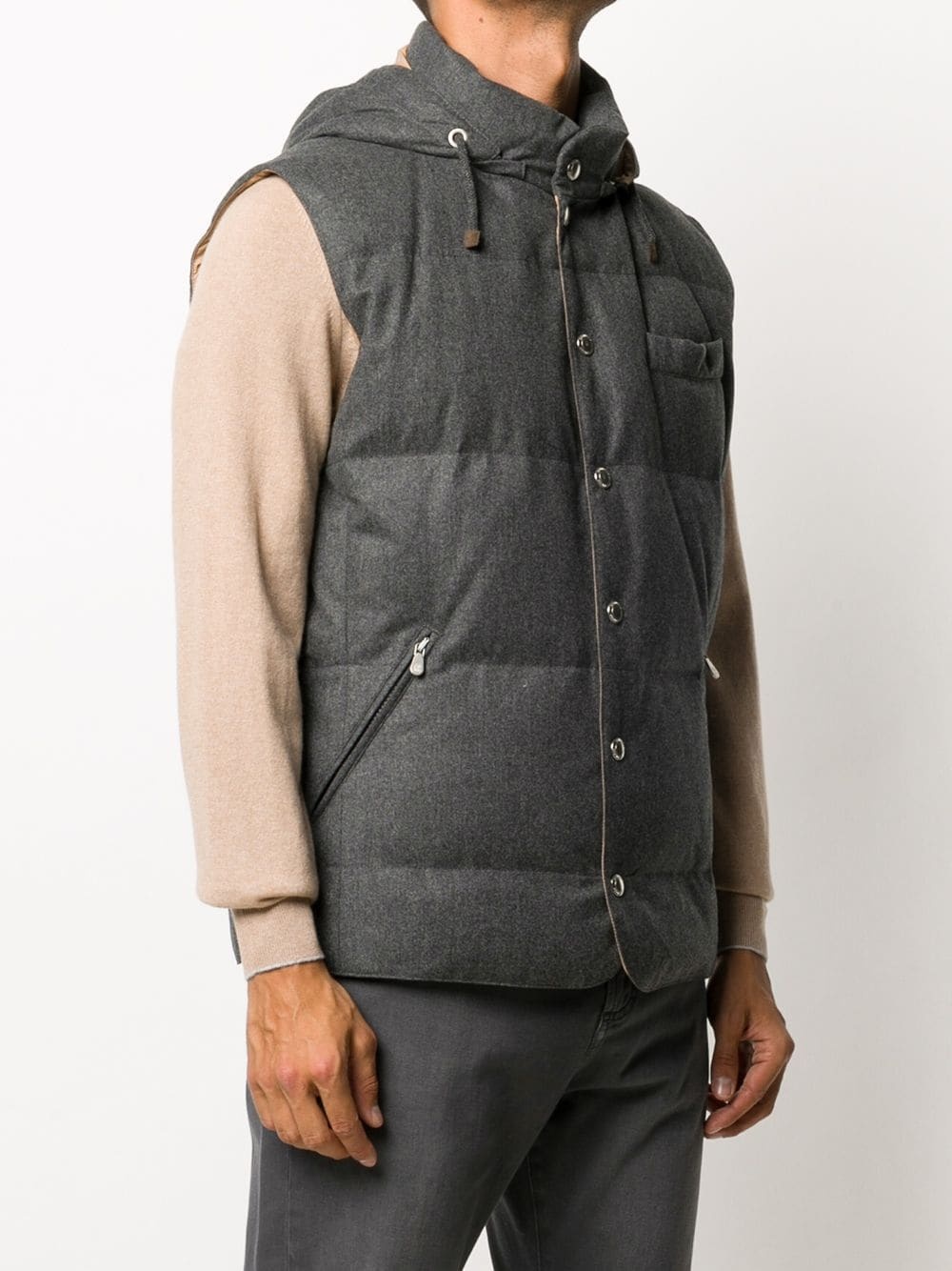 hooded quilted gilet - 3