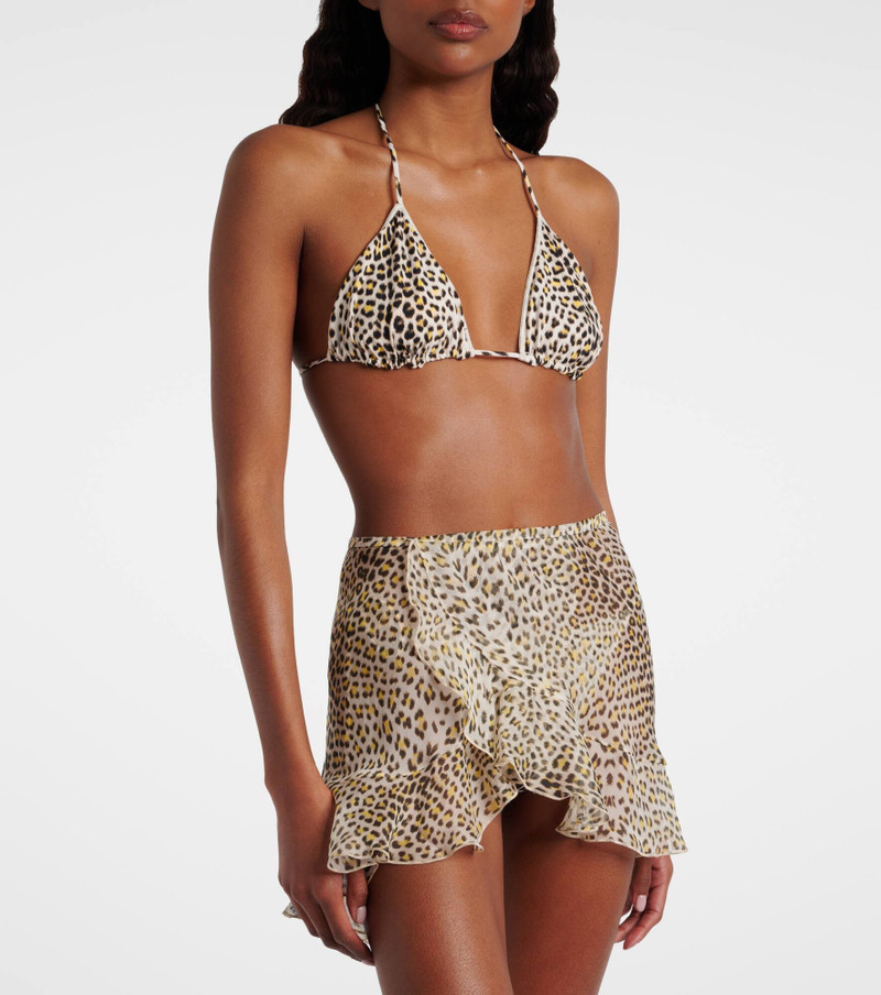 Roberto Cavalli Leopard-print silk beach cover-up outlook
