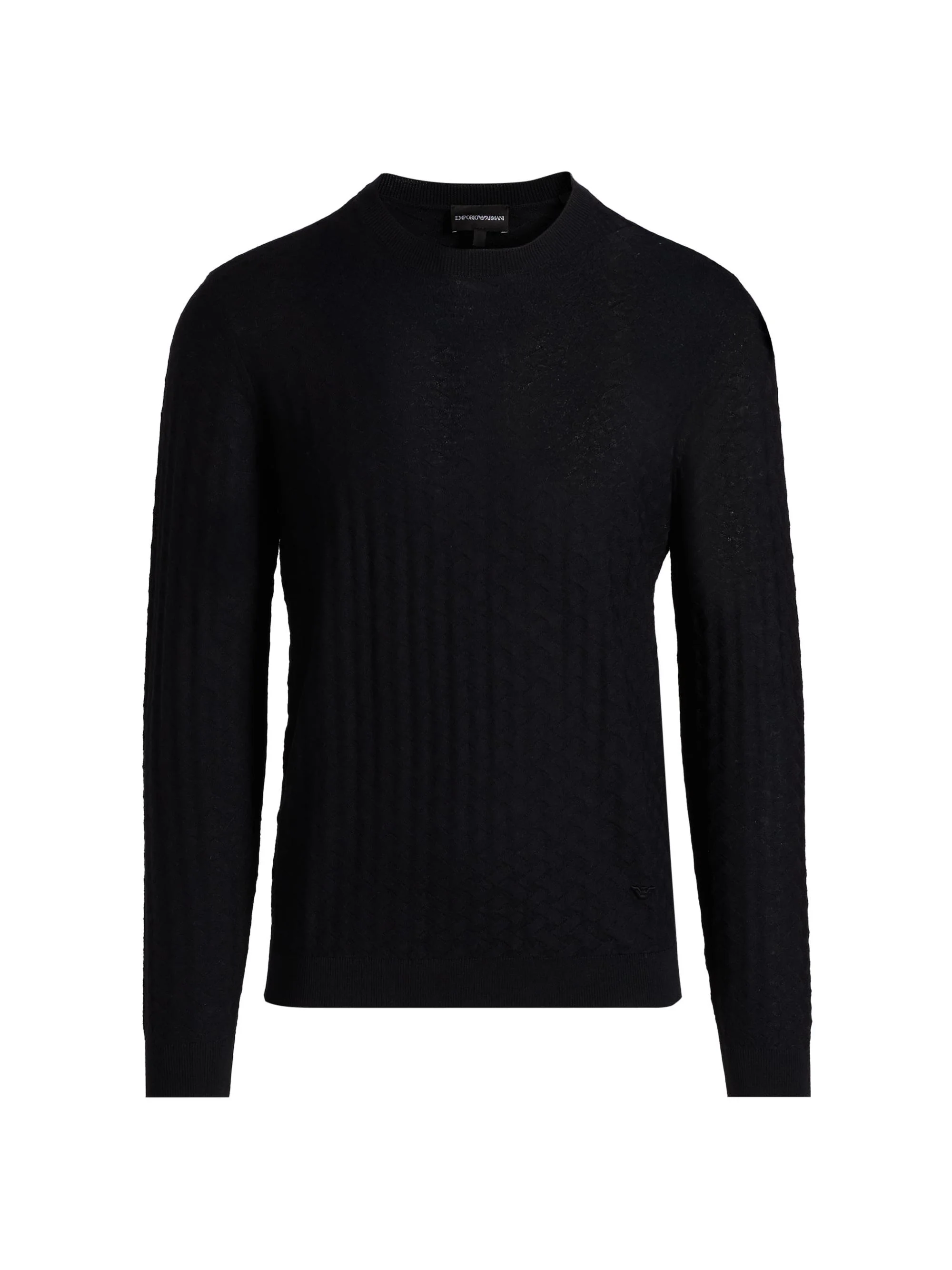 Men's Tonal Basket-Weave Virgin Wool Sweater - Navy - 1