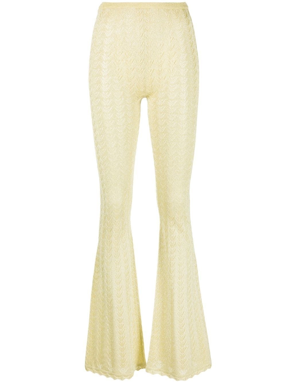 lace-knit flared trousers - 1