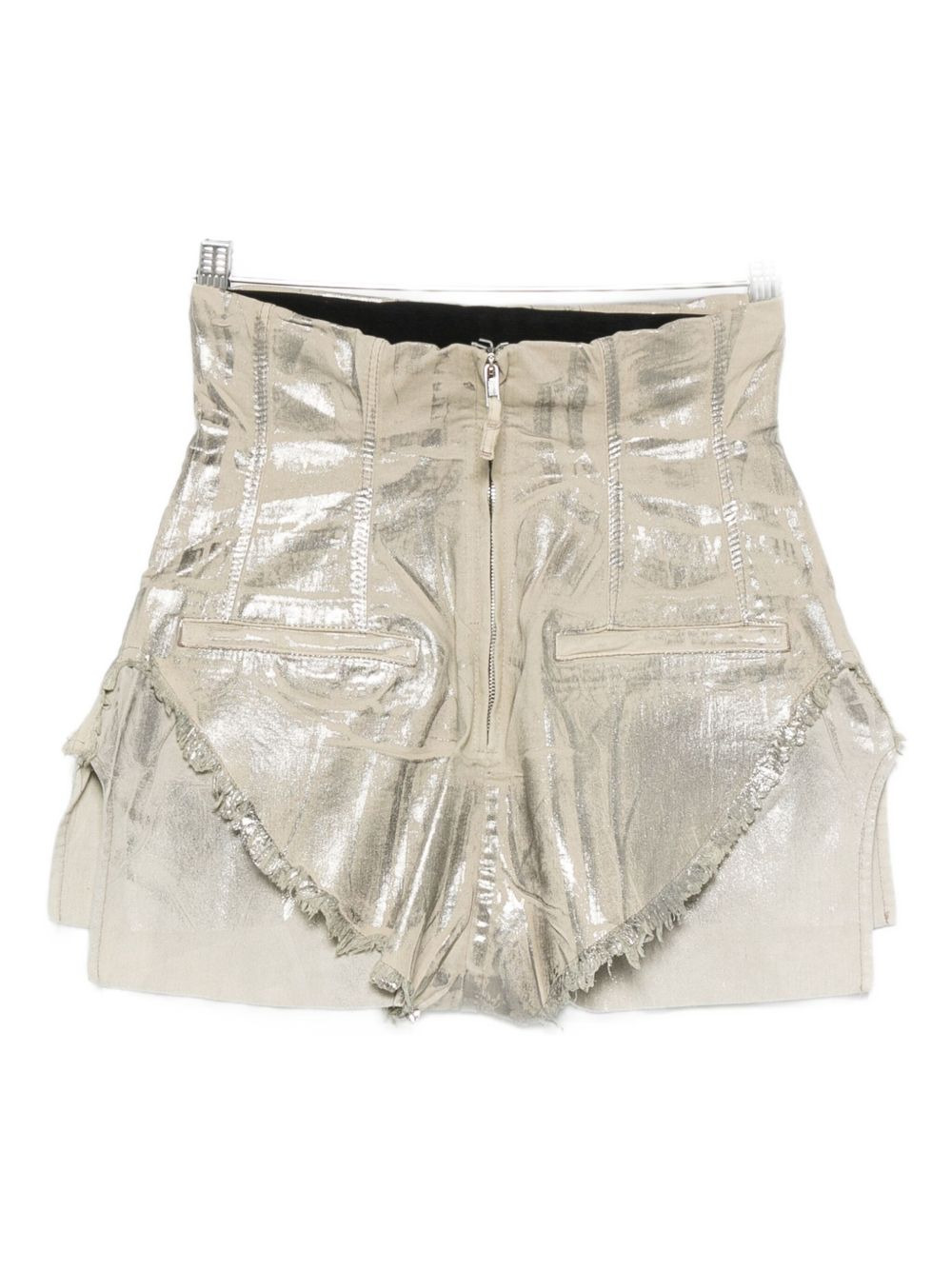 metallic frayed shorts - 2
