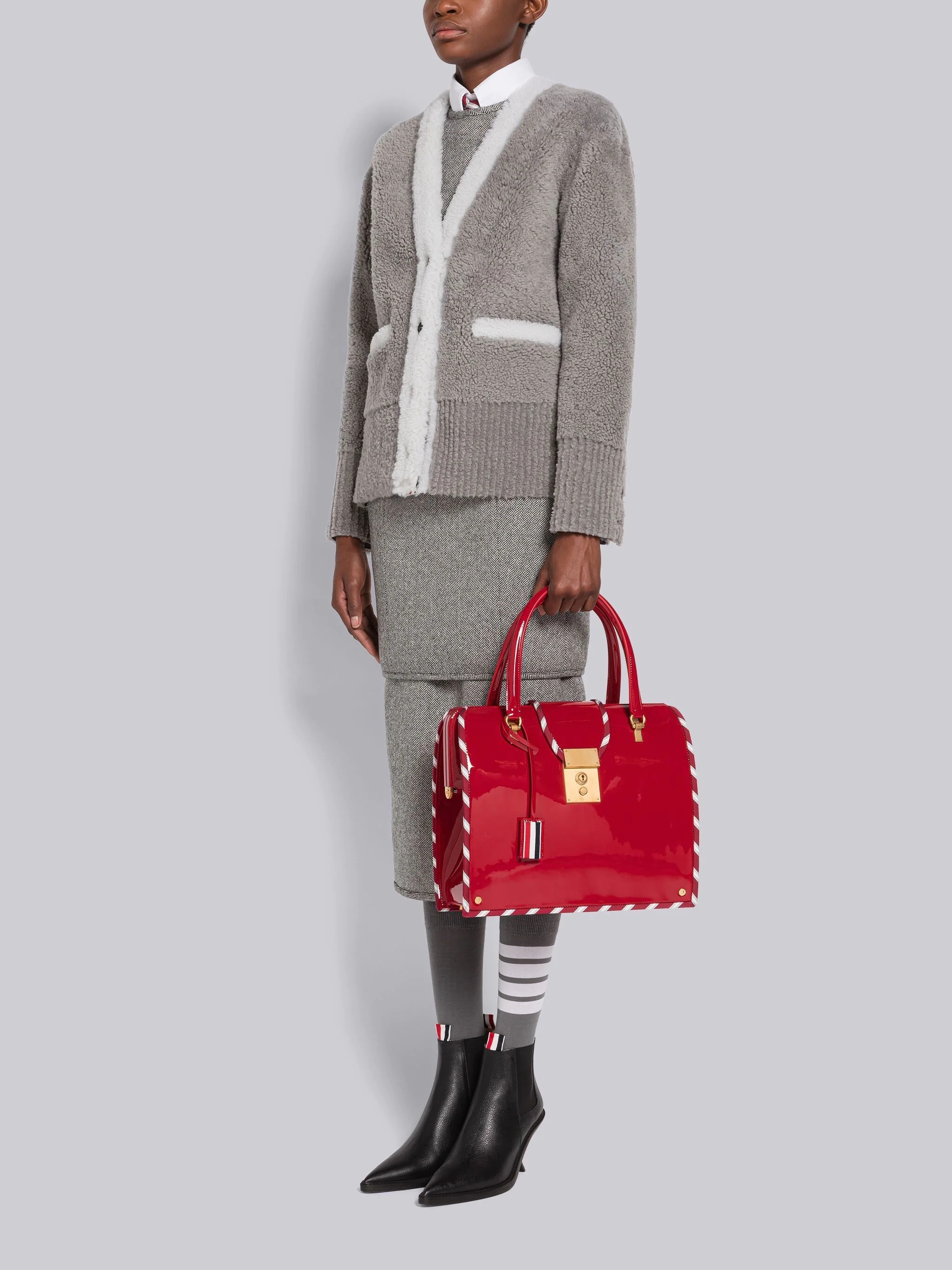 Patent Leather Stripe Binding Mrs. Thom Bag - 6