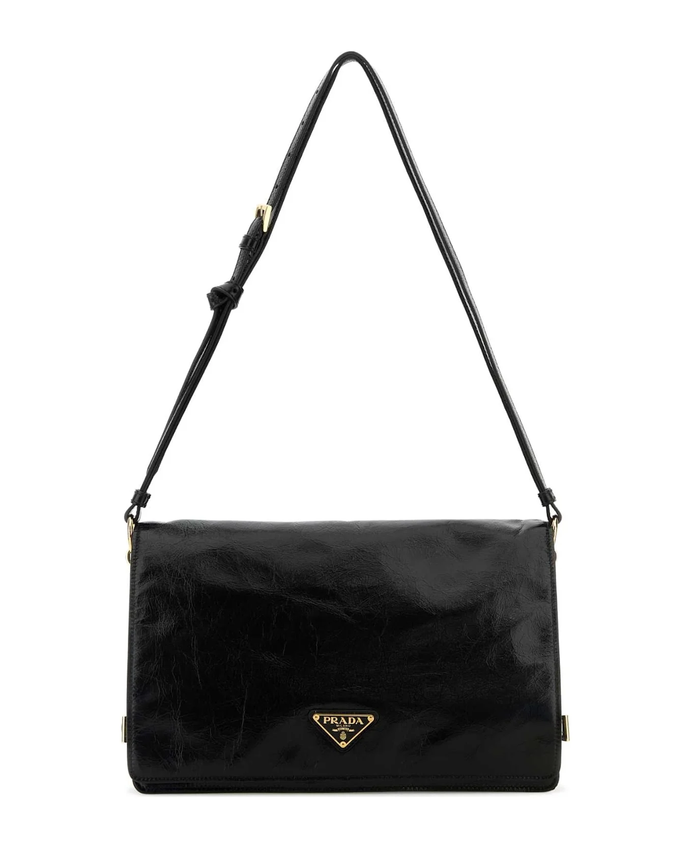 Black Leather Medium Shoulder Bag - 1