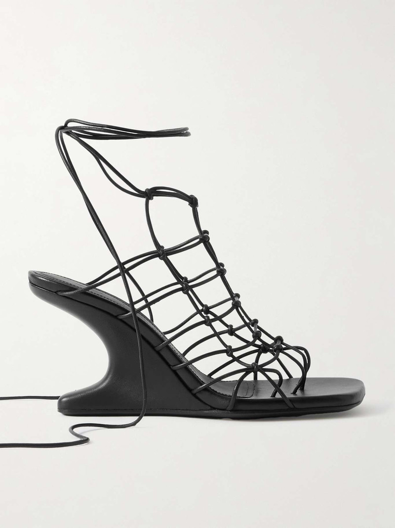 Web Cantilever knotted leather sandals Black - 1