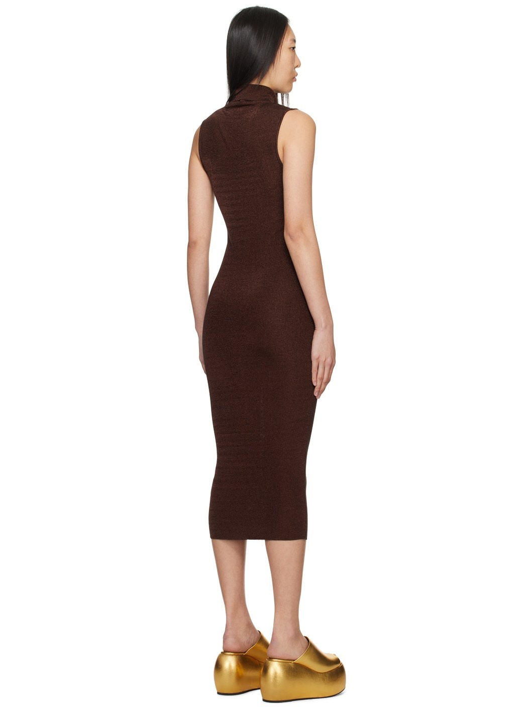 Brown Flora Midi Dress - 3