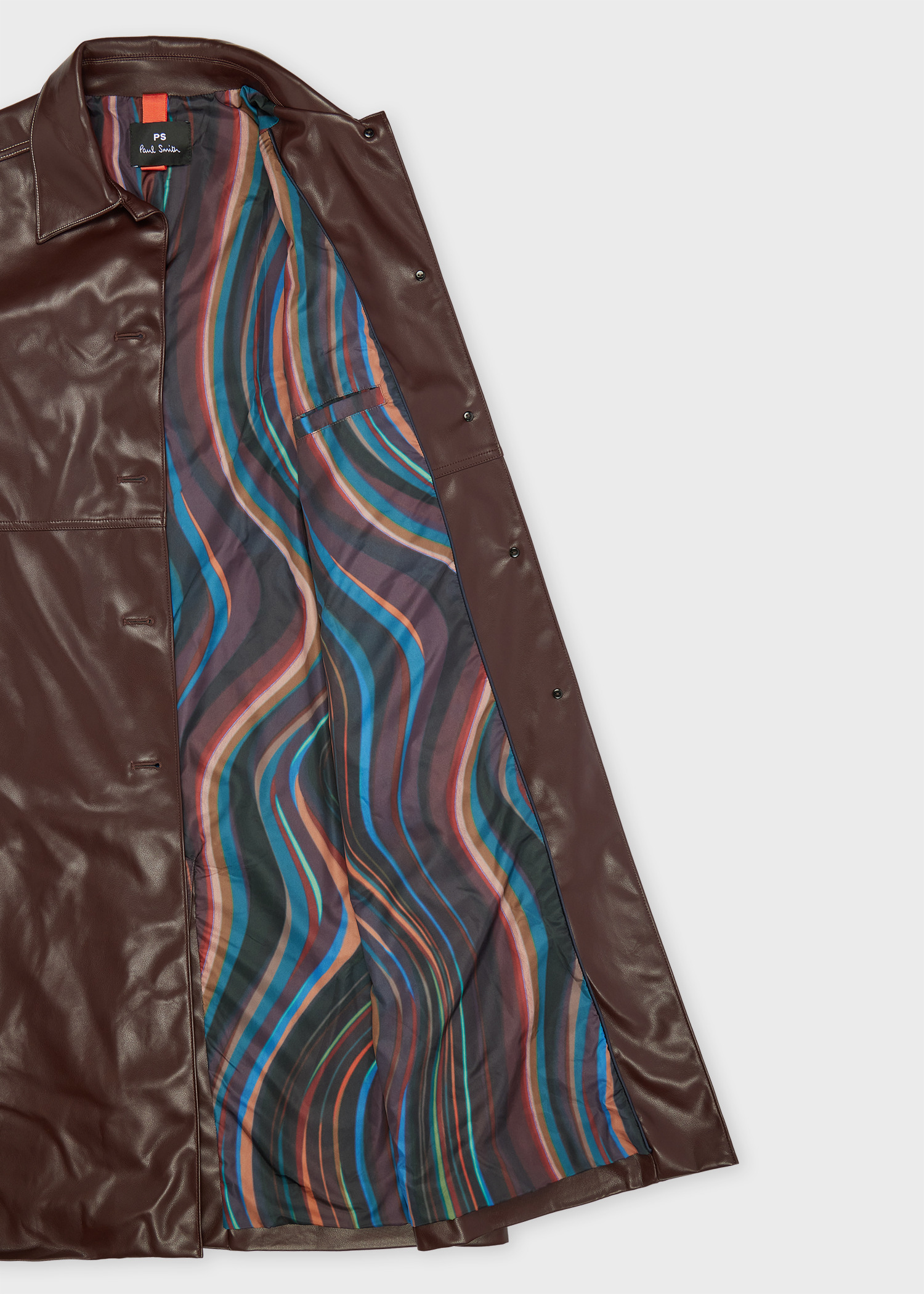 Women's Chocolate Brown Faux Leather Trench Coat - 4