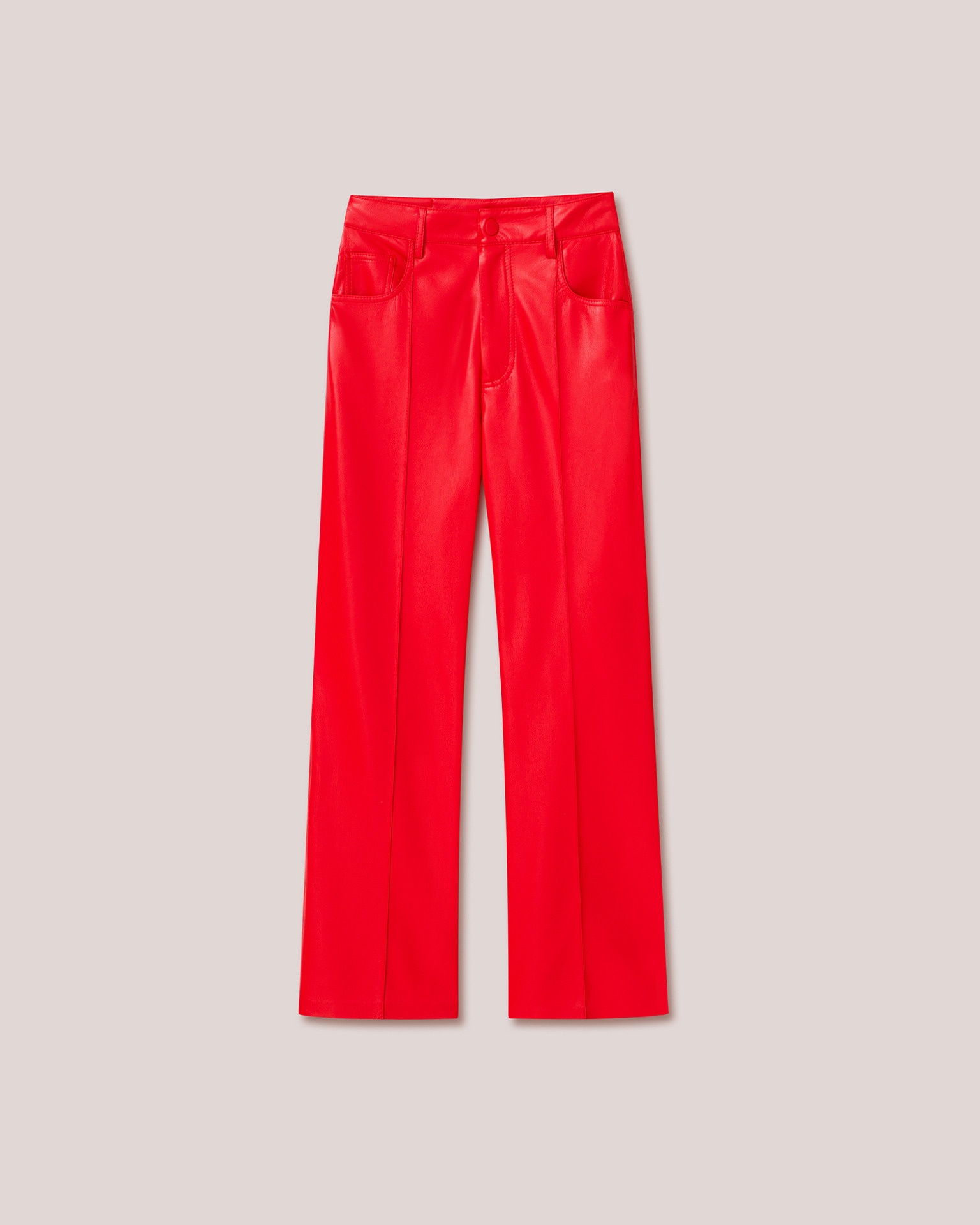 ZOEY - Vegan leather pleated pants - Red - 1