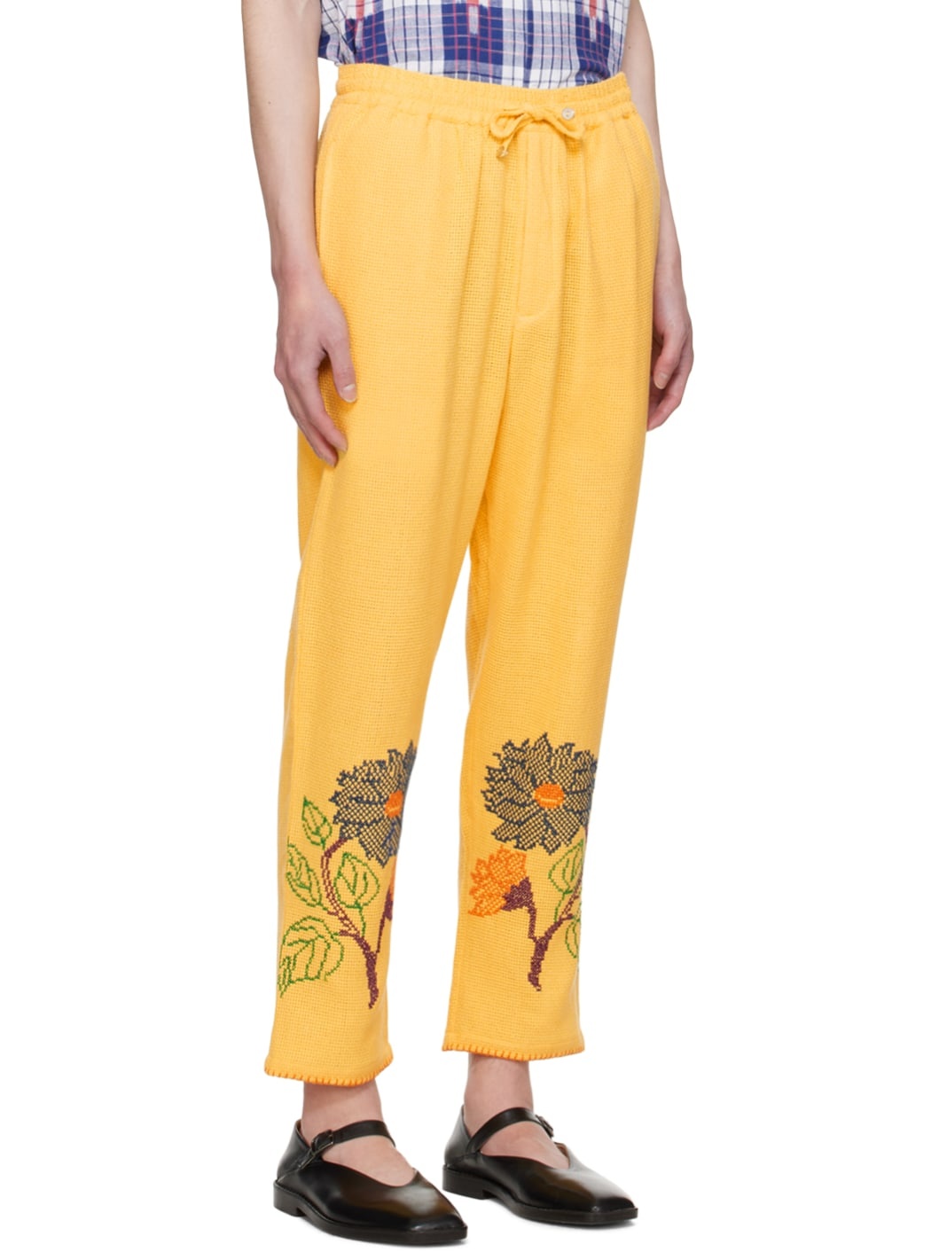 Yellow Cross-Stitched Trousers - 2
