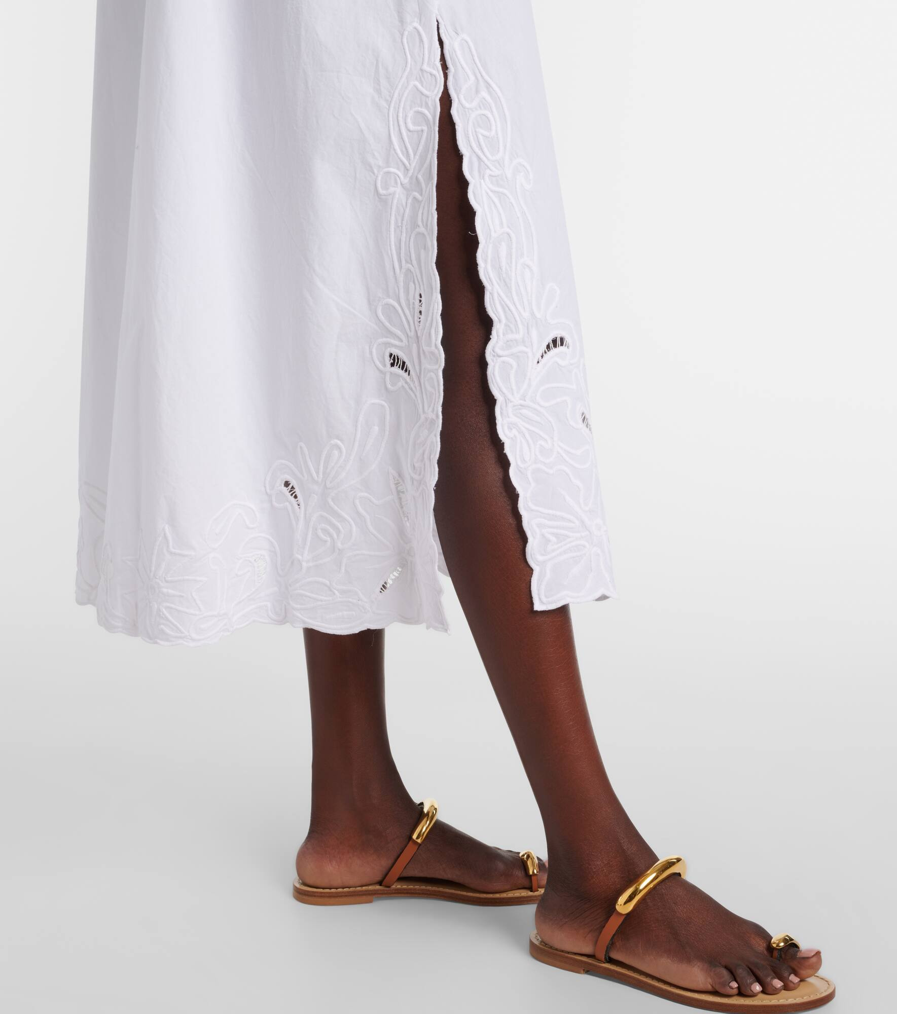 Embroidered cotton poplin midi dress - 5