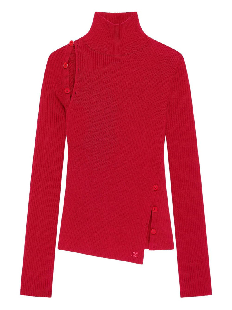button-embellished ribbed turtleneck sweater 1