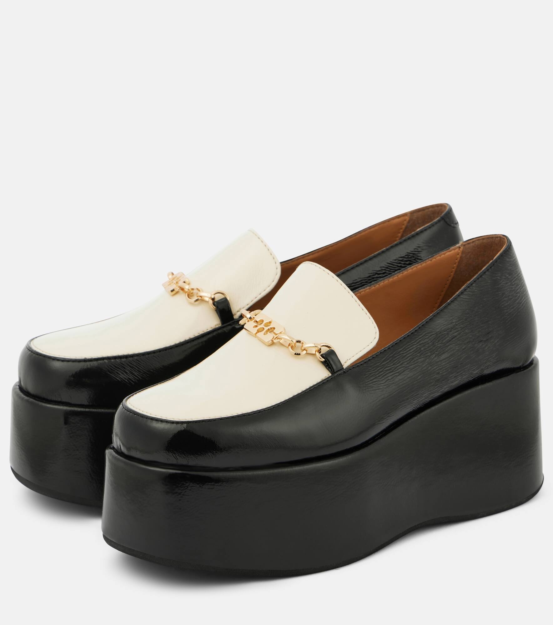 Faux leather platform loafers - 4