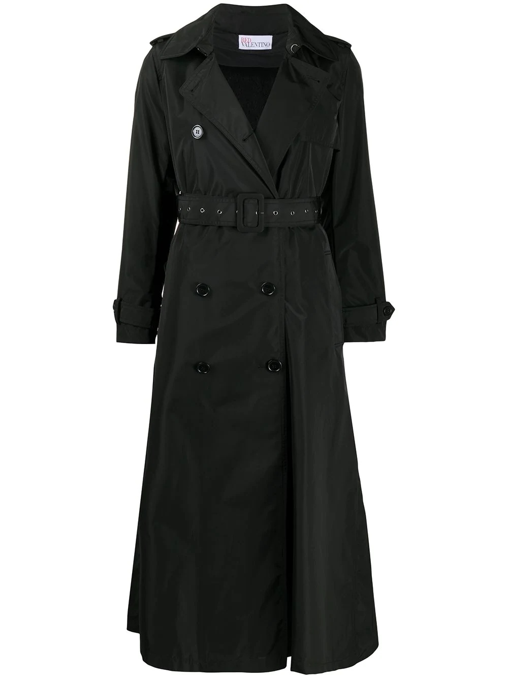 double-breasted pleated trench coat - 1