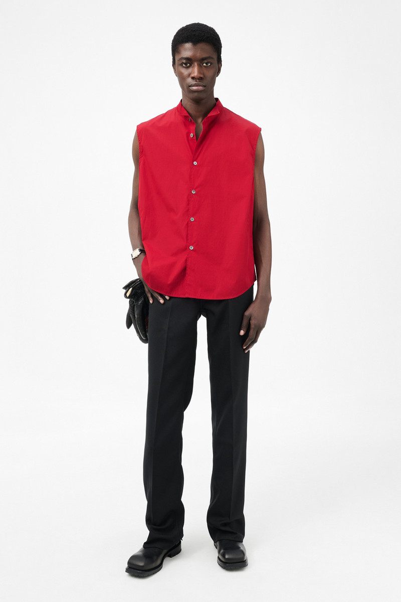 Our Legacy Wing Shirt Sleeveless Lipstick Red Super Poplin outlook