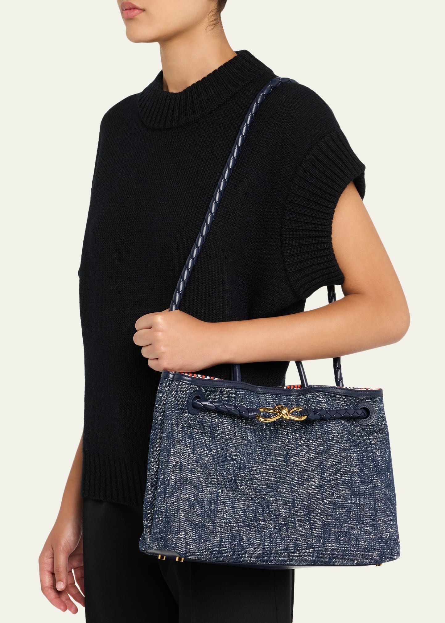 Andiamo Medium Boucle Denim Tote Bag - 2