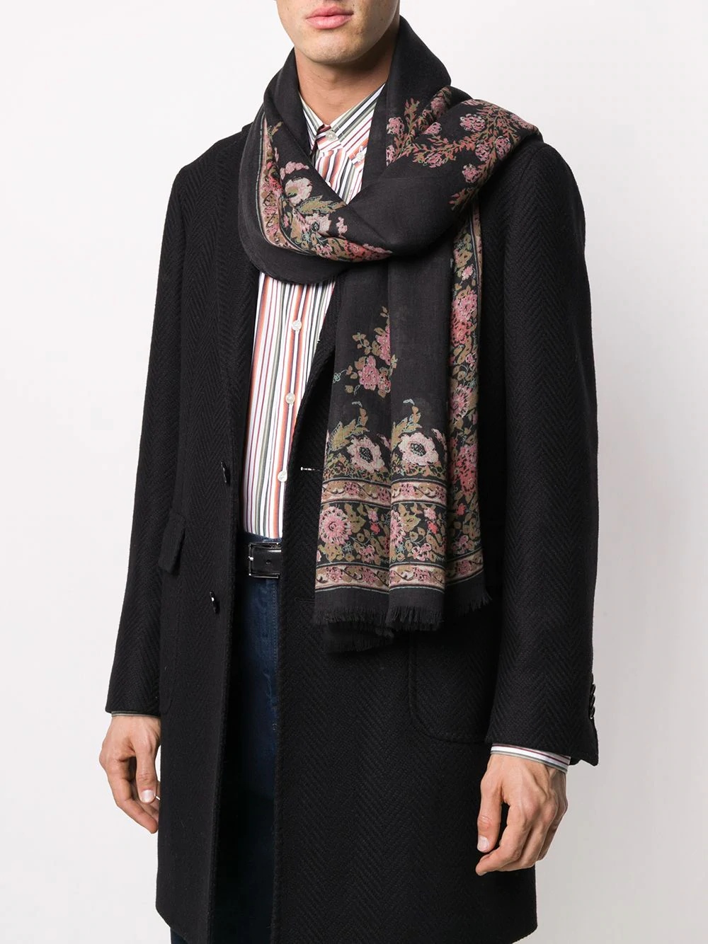 floral print cashmere scarf - 2