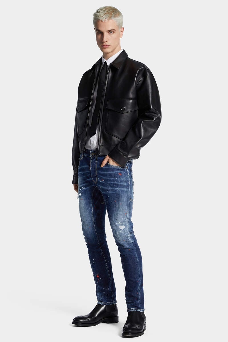 MEDIUM EASY RED SPOTS WASH TIDY BIKER JEANS - 3