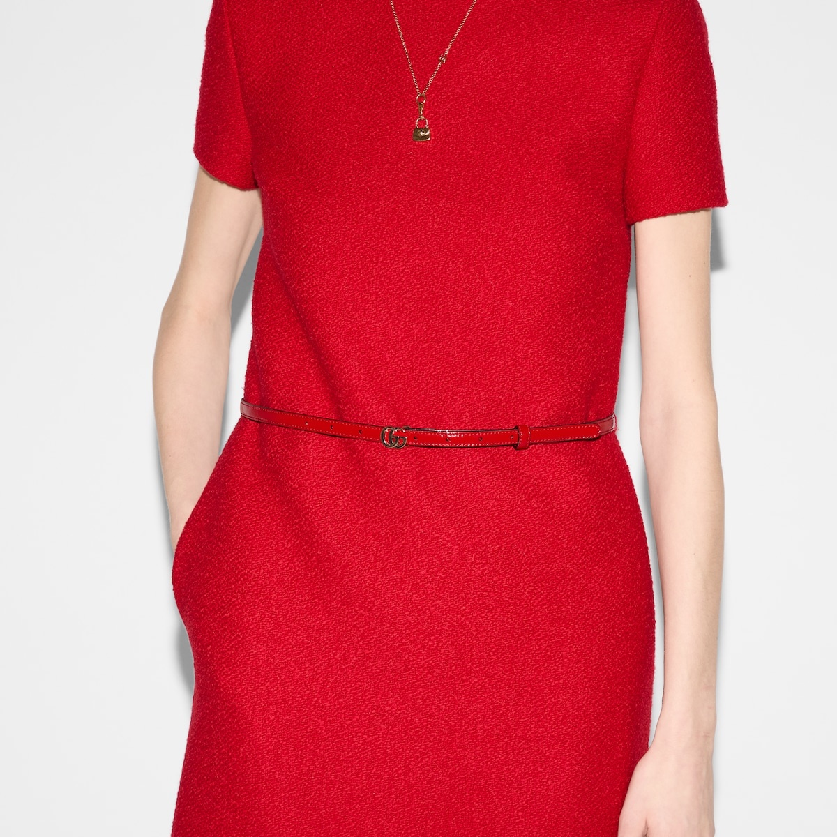 Mini wool bouclé belted dress - 5